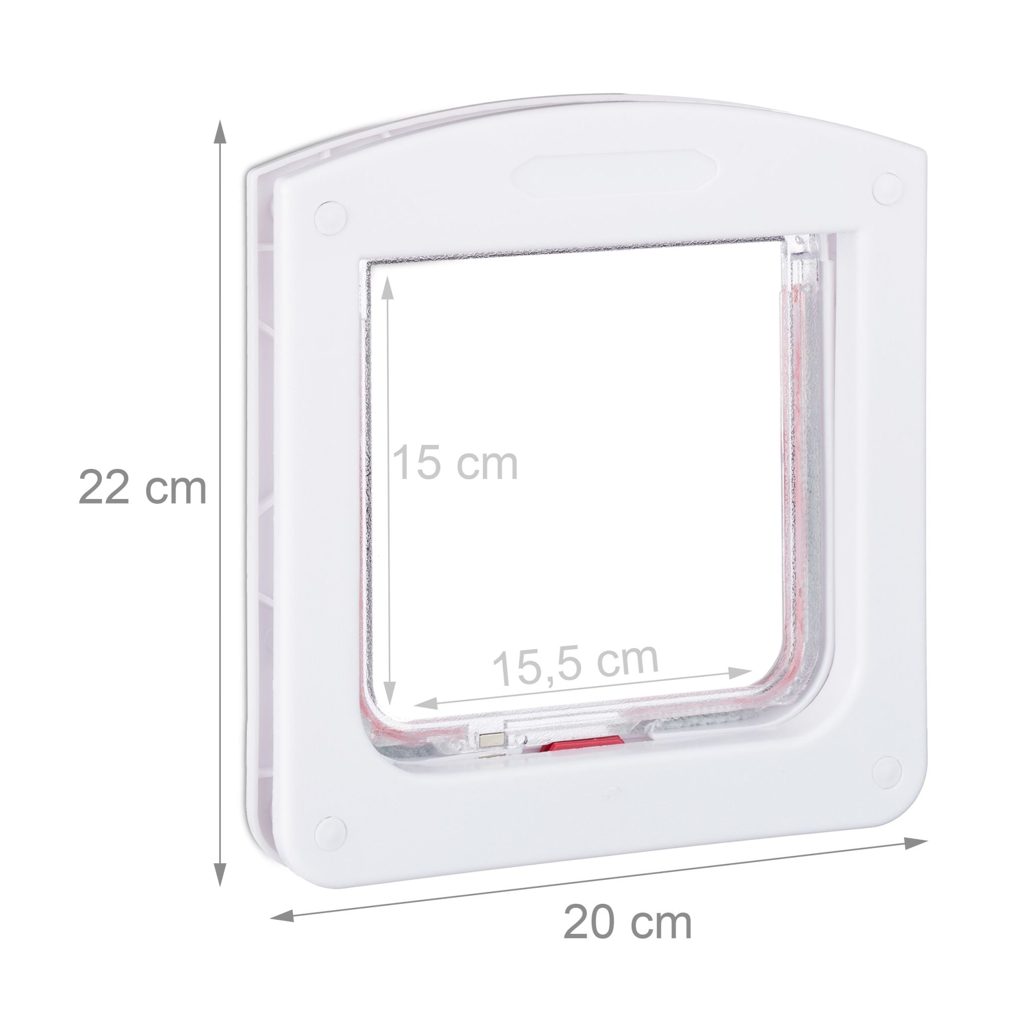 Haustierklappe 4 Wege Weiss-Rot-Transparent
