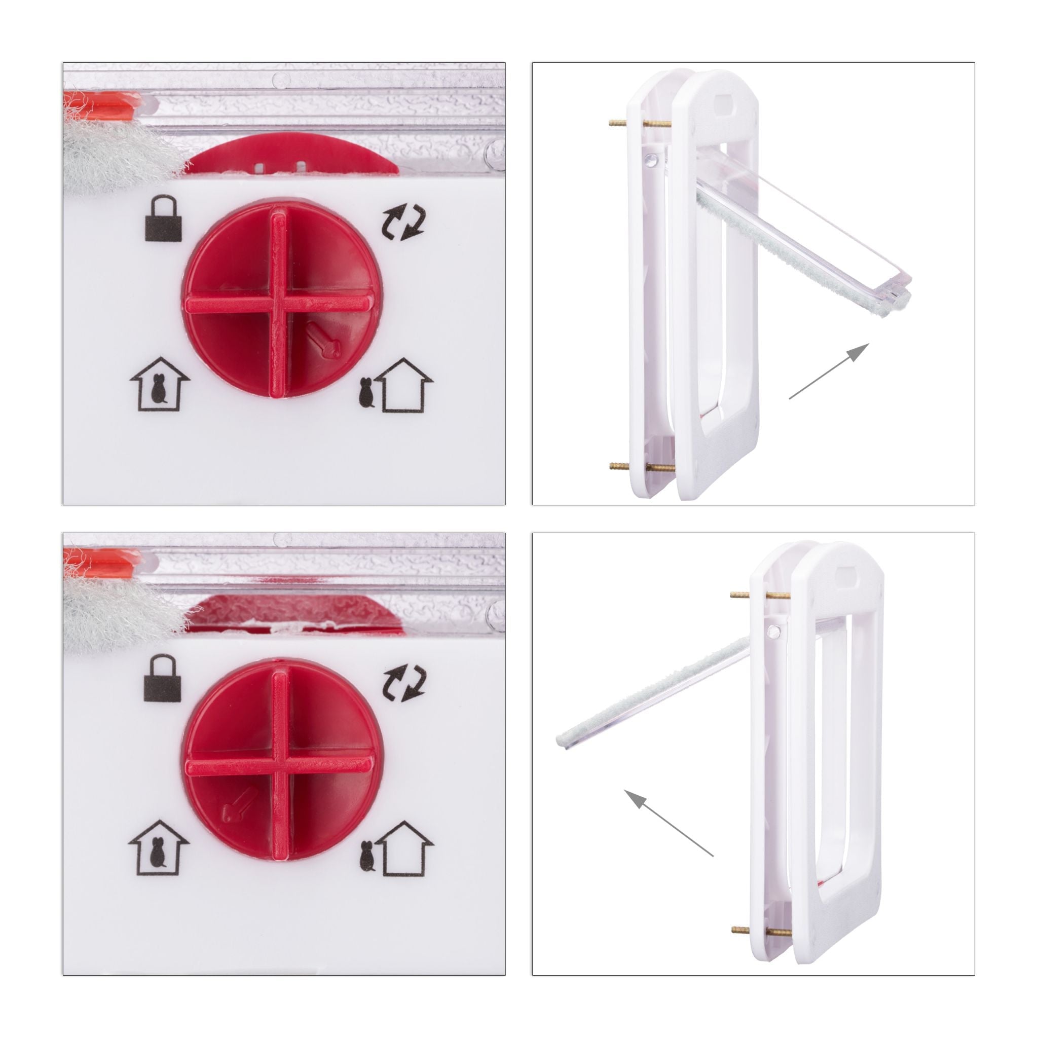 Haustierklappe 4 Wege Weiss-Rot-Transparent