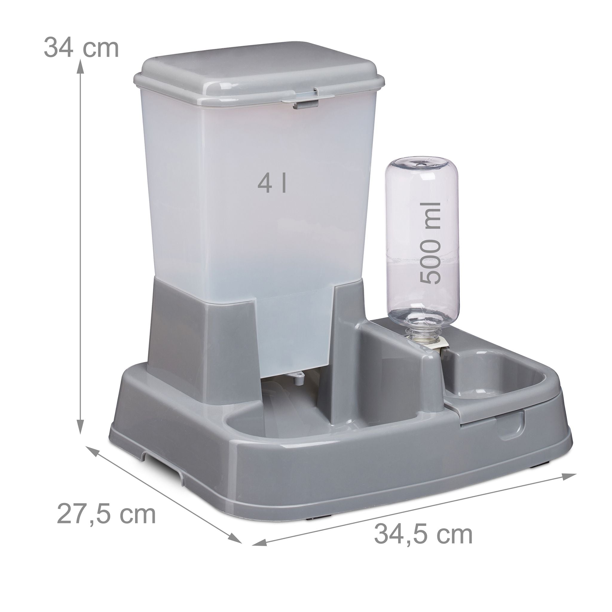 Wasser- und Futterspender Transparent-Grau
