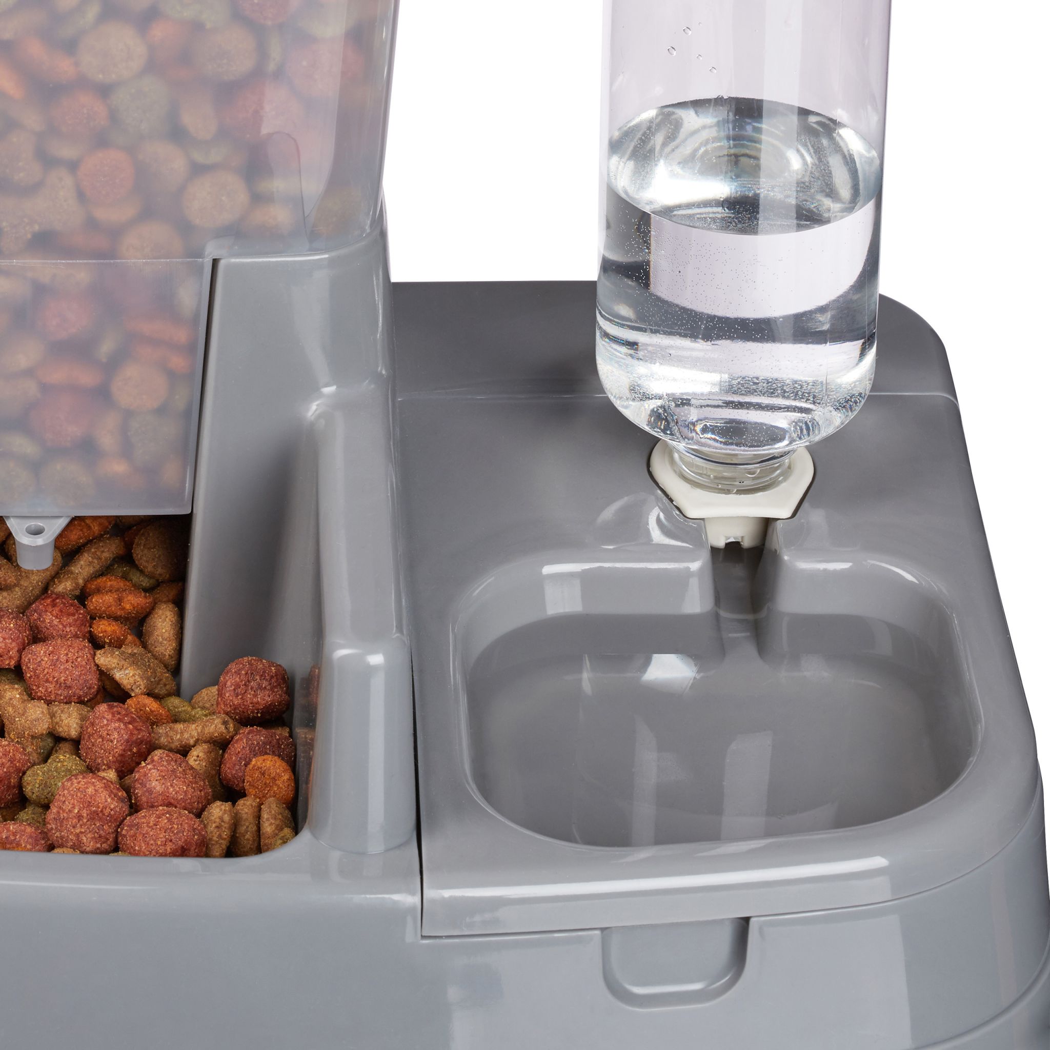 Wasser- und Futterspender Transparent-Grau