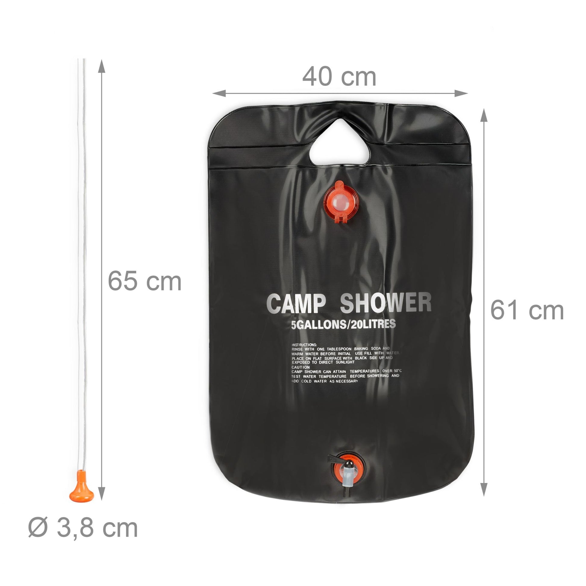 Campingdusche 20L Schwarz von Relaxdays