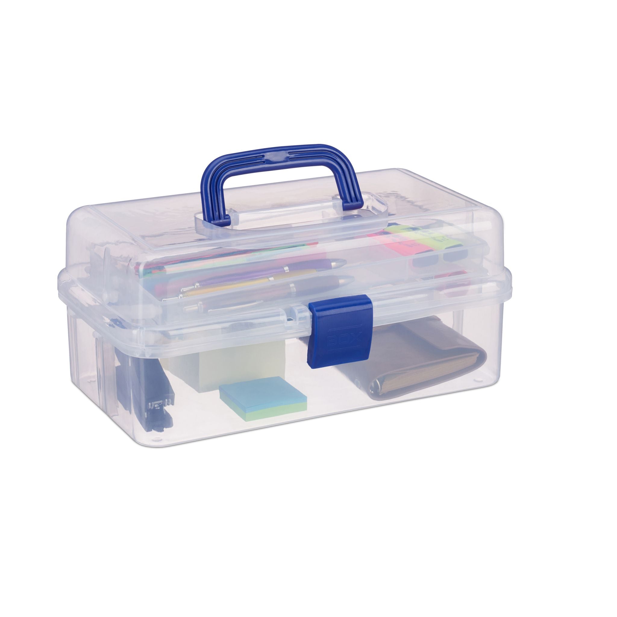 Aufbewahrungsbox mit 9 Fächern Blau-Transparent von Relaxdays
