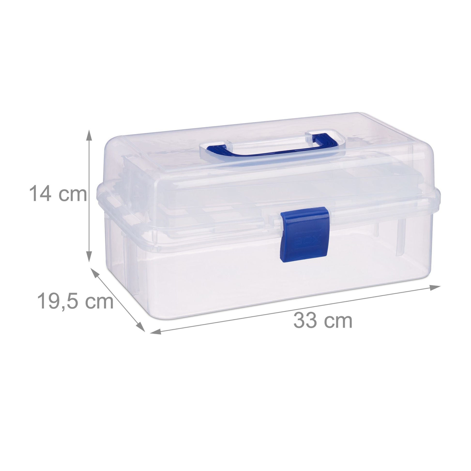 Aufbewahrungsbox mit 9 Fächern Blau-Transparent von Relaxdays