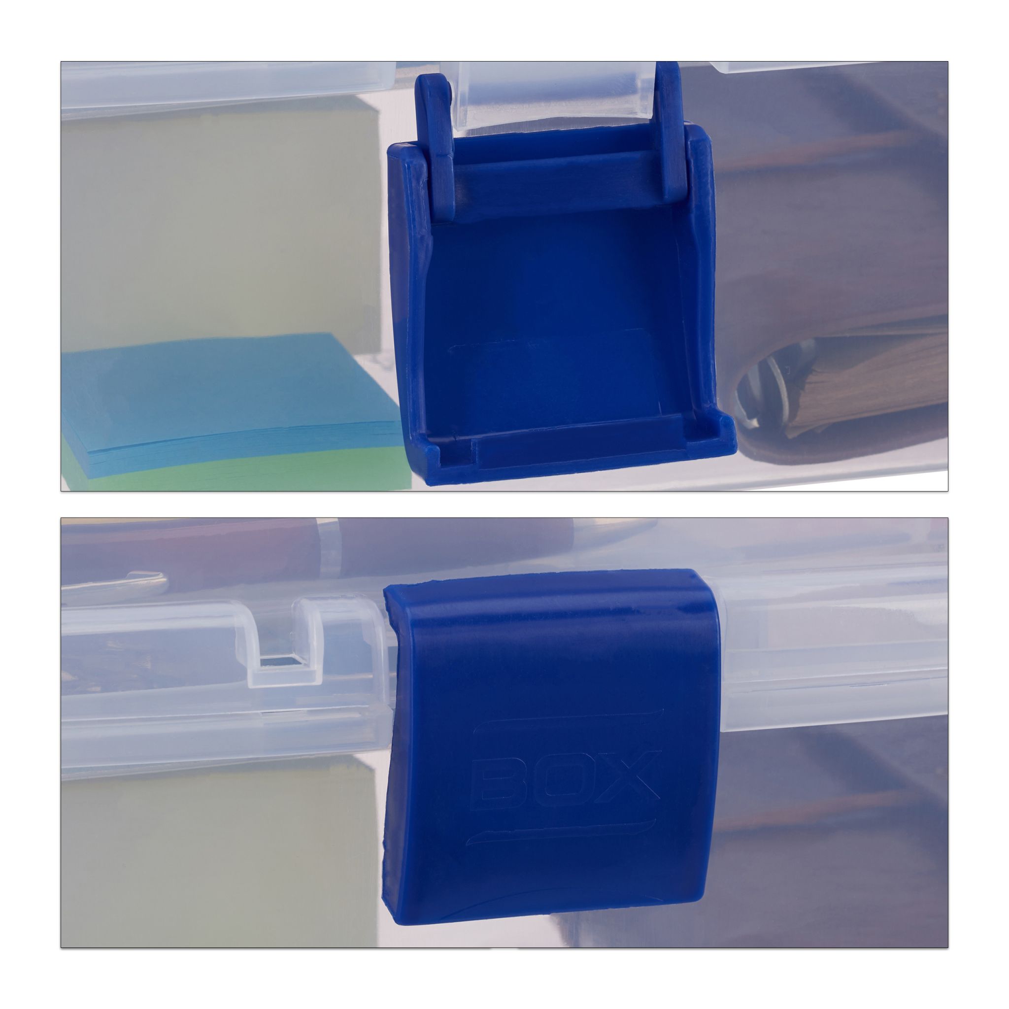 Aufbewahrungsbox mit 9 Fächern Blau-Transparent von Relaxdays
