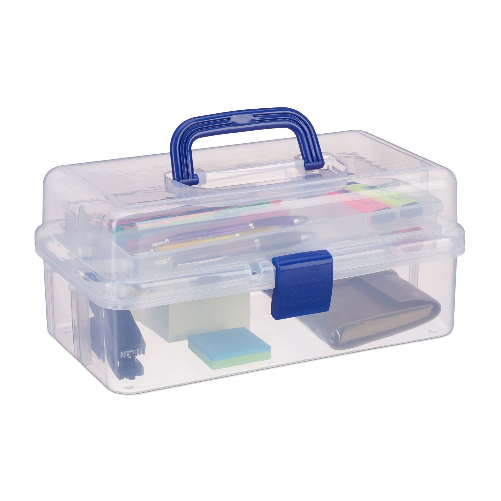 Aufbewahrungsbox mit 9 Fächern Blau-Transparent von Relaxdays