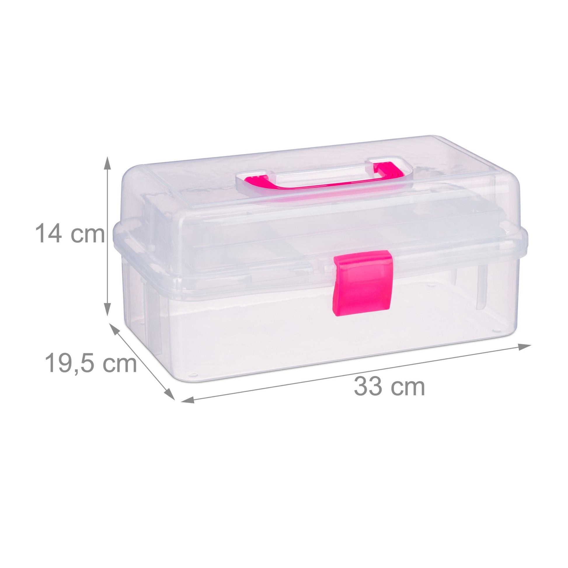 Aufbewahrungsbox mit 9 Fächern Pink-Transparent von Relaxdays