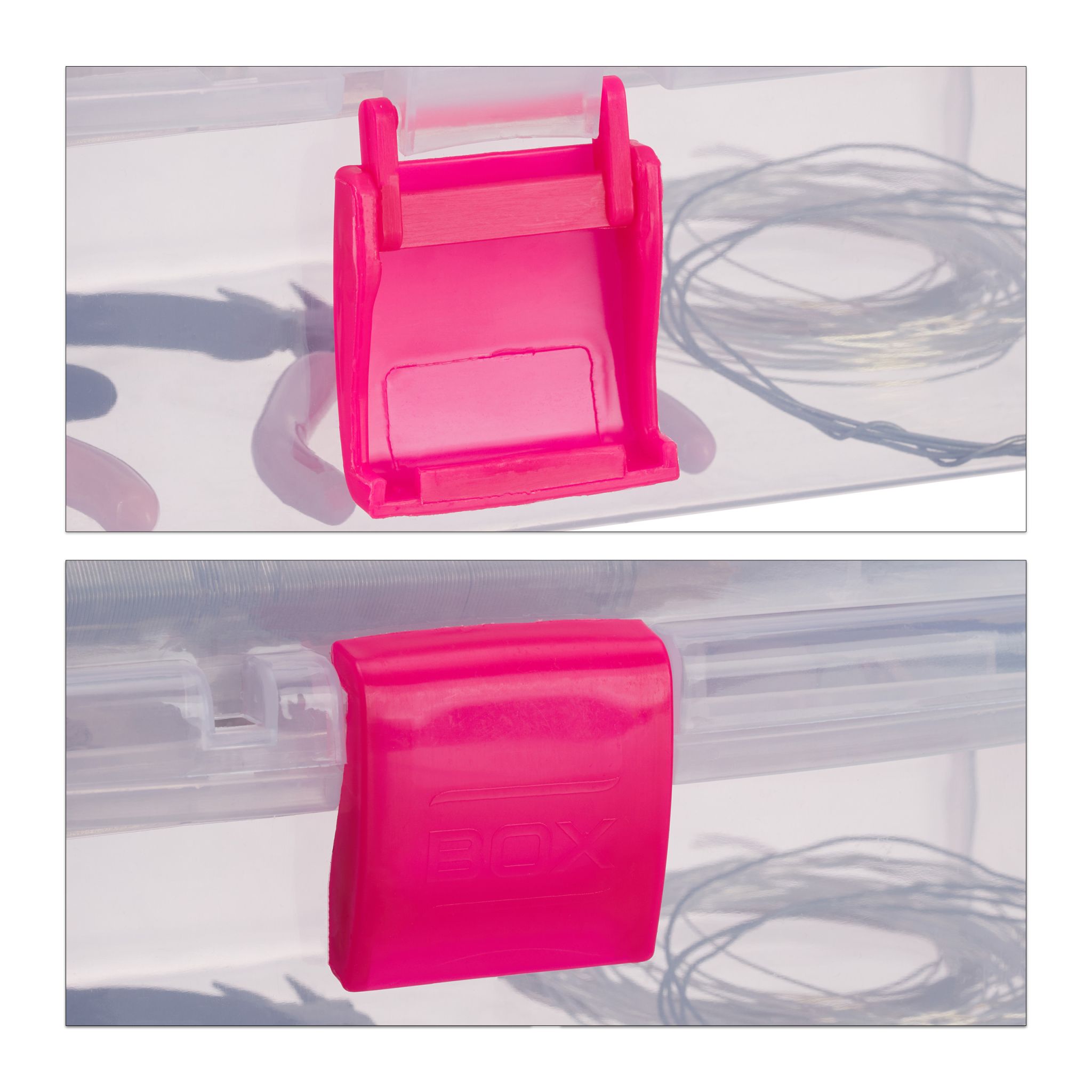 Aufbewahrungsbox mit 9 Fächern Pink-Transparent von Relaxdays