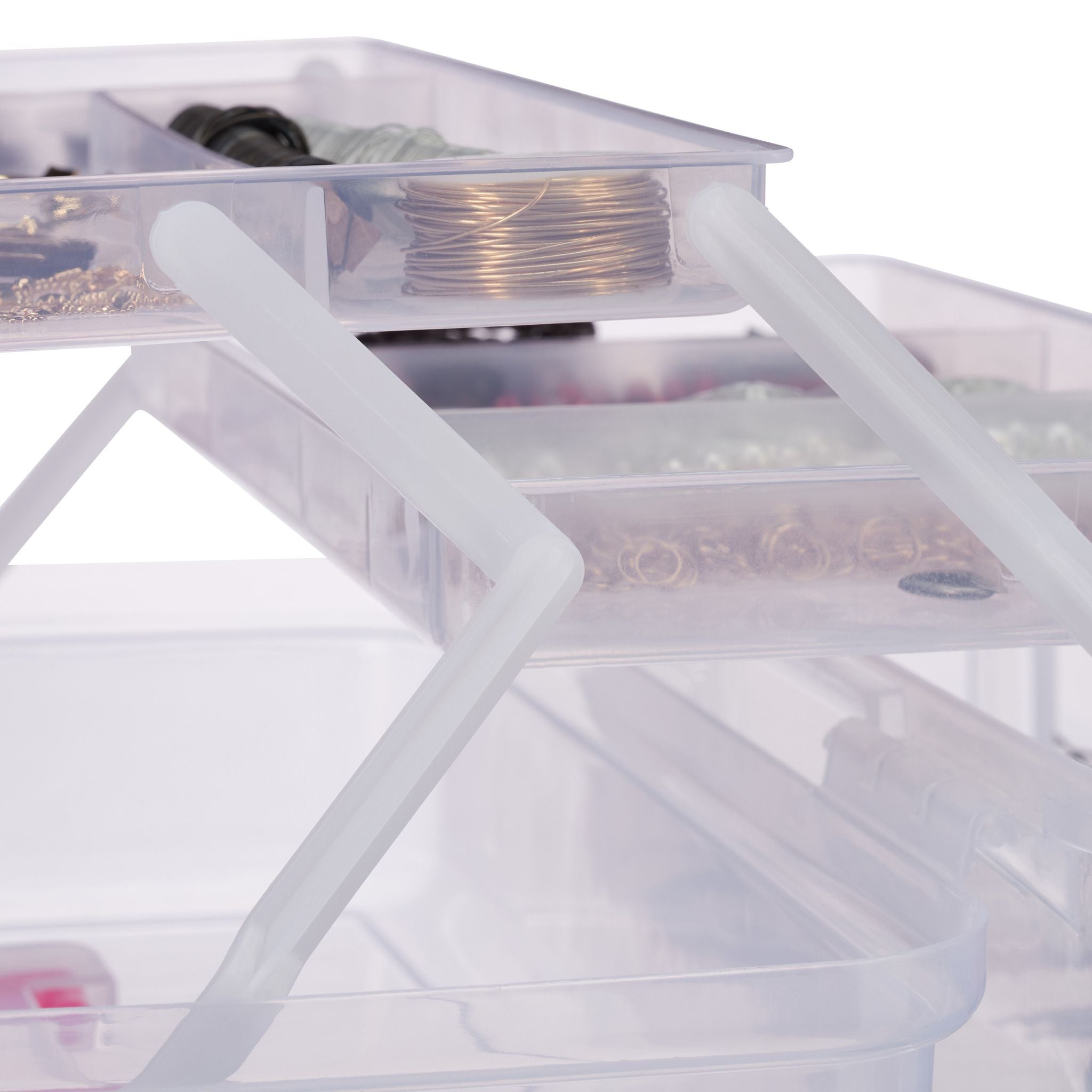 Aufbewahrungsbox mit 9 Fächern Pink-Transparent von Relaxdays