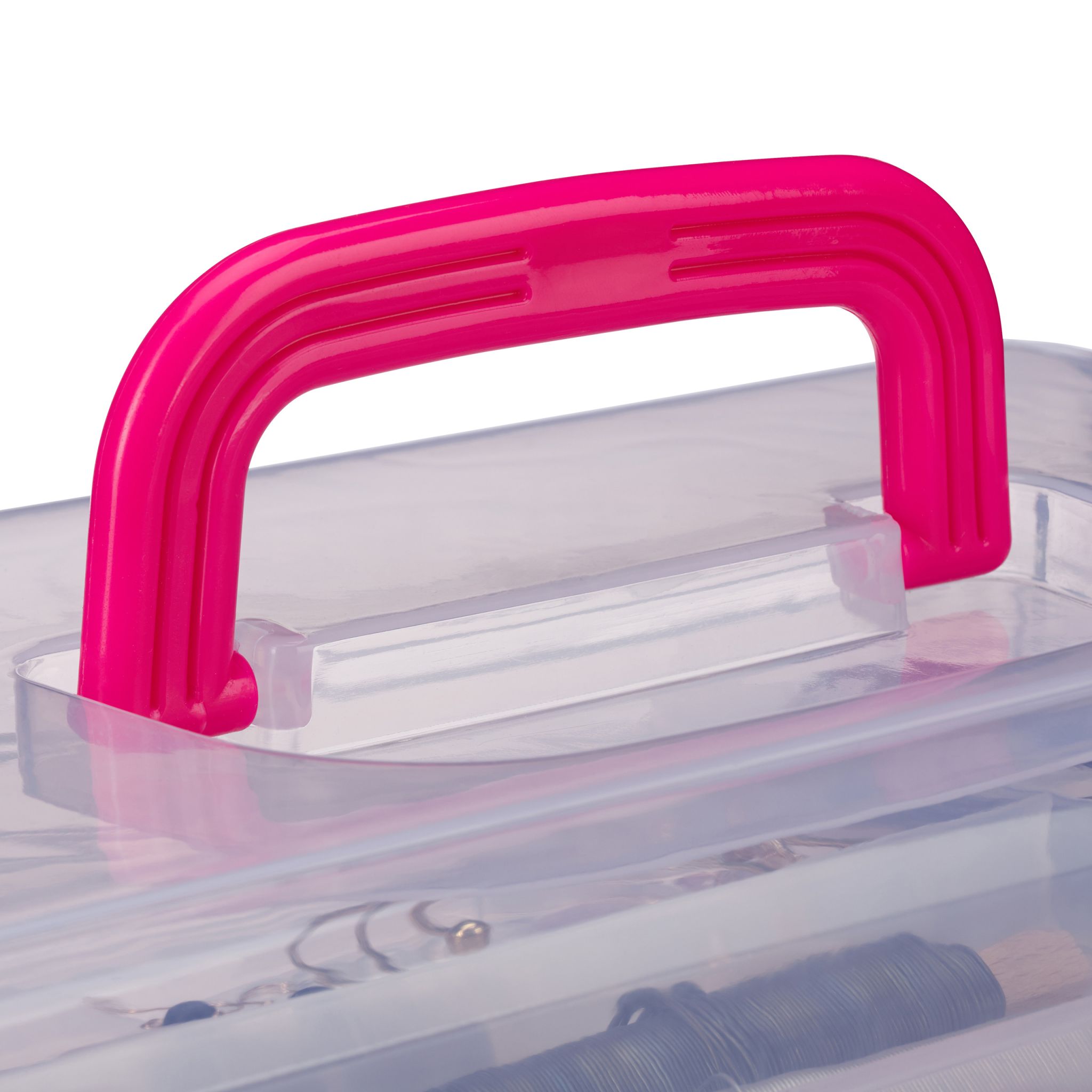 Aufbewahrungsbox mit 9 Fächern Pink-Transparent von Relaxdays
