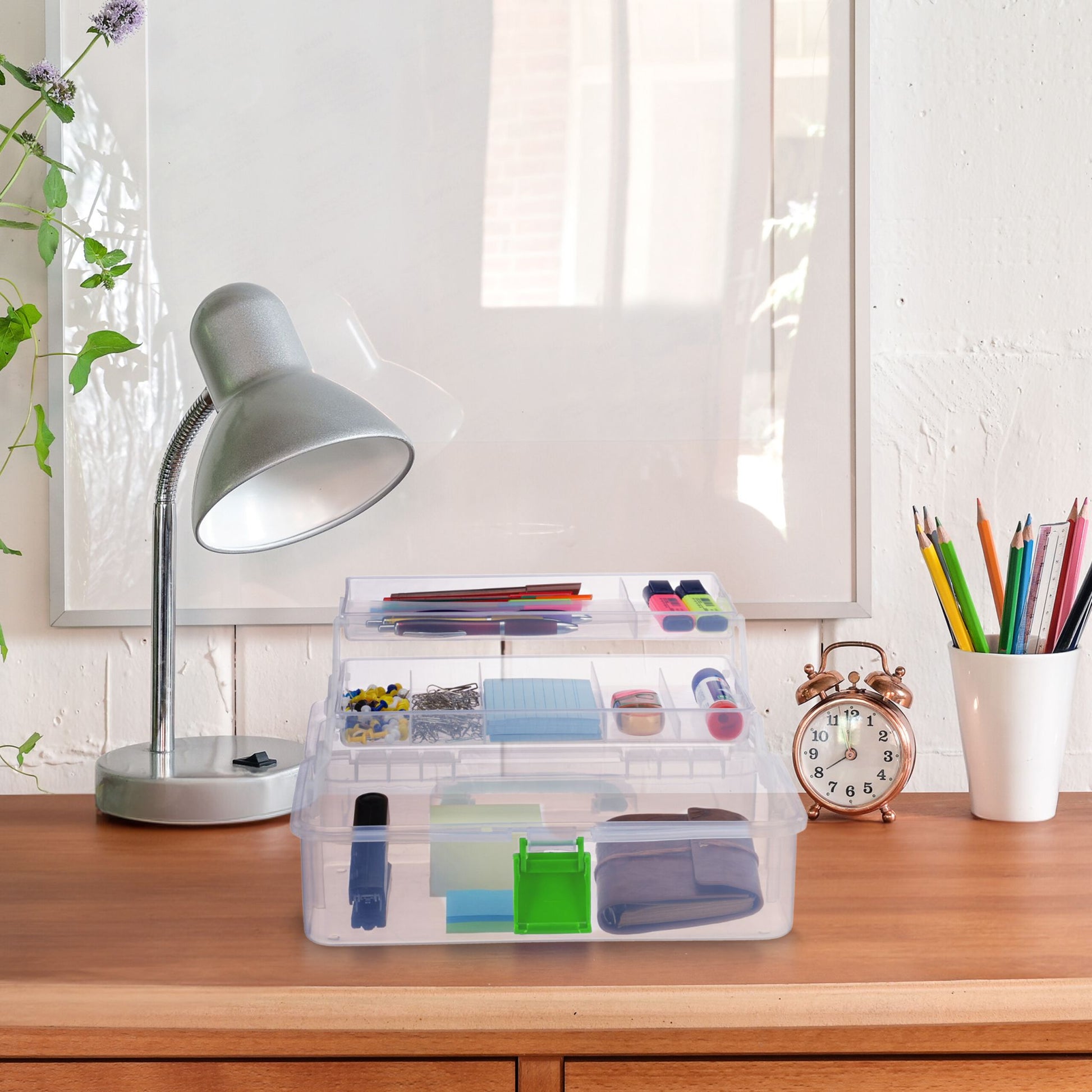 Aufbewahrungsbox mit 9 Fächern Grün-Transparent von Relaxdays