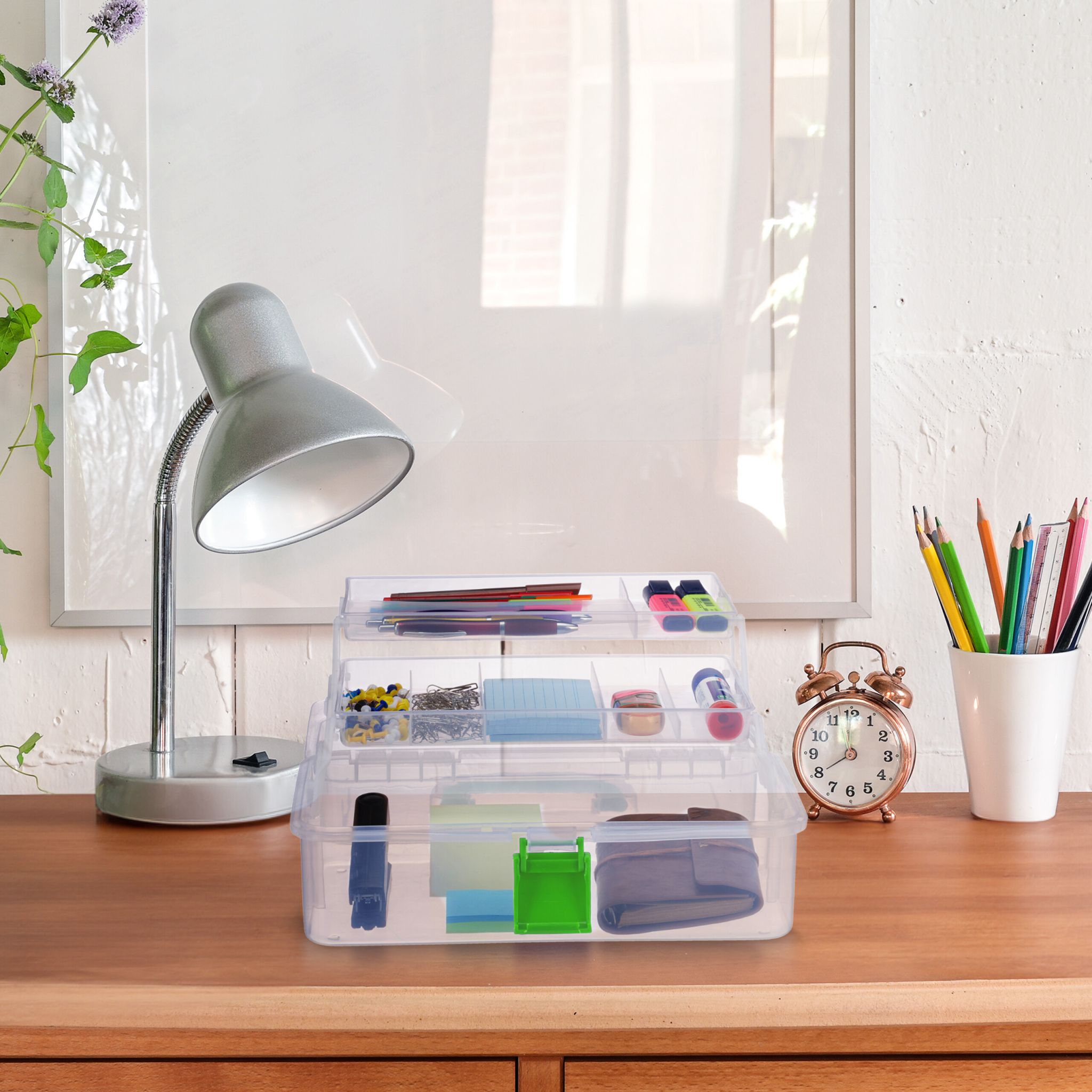 Aufbewahrungsbox mit 9 Fächern Grün-Transparent von Relaxdays