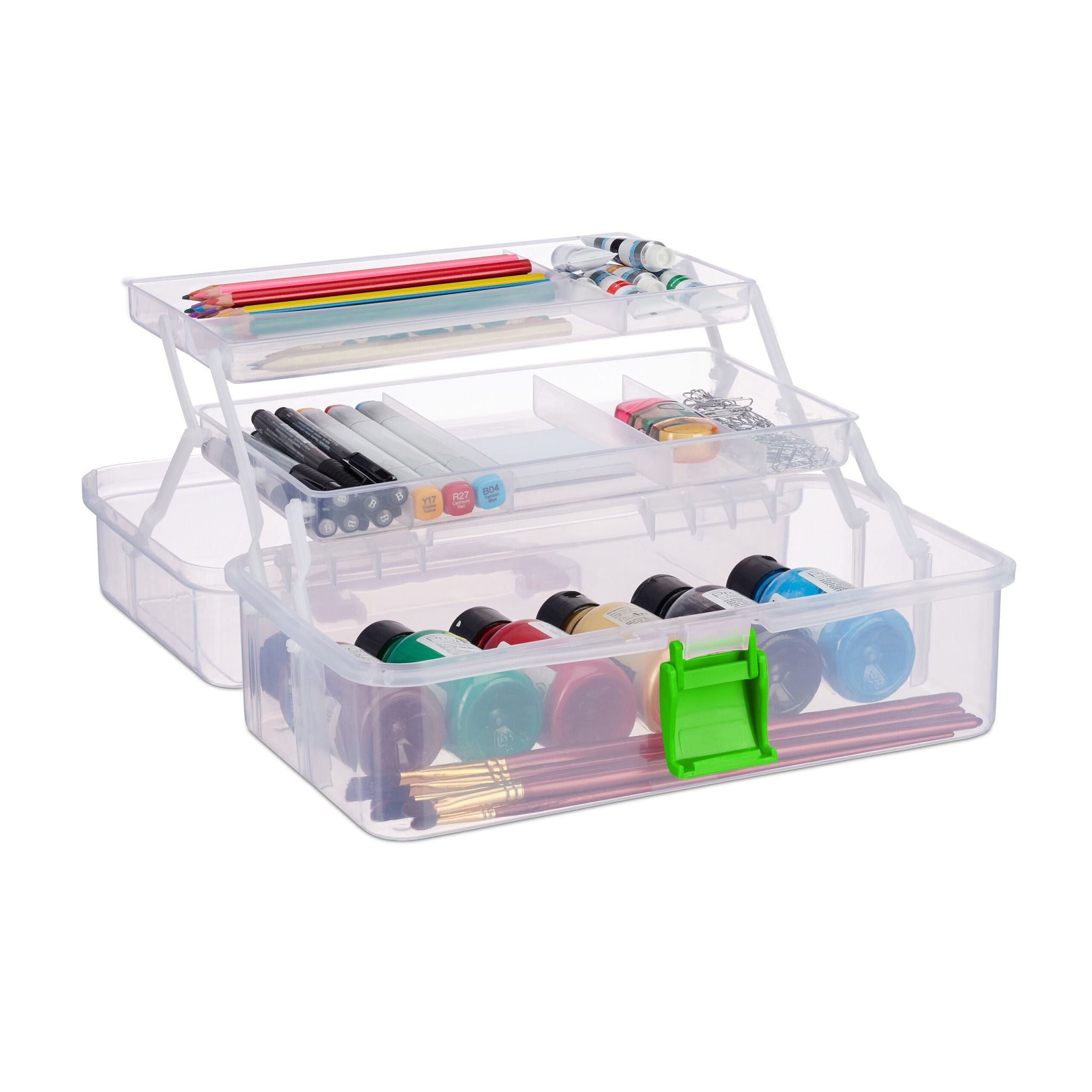 Aufbewahrungsbox mit 9 Fächern Grün-Transparent von Relaxdays
