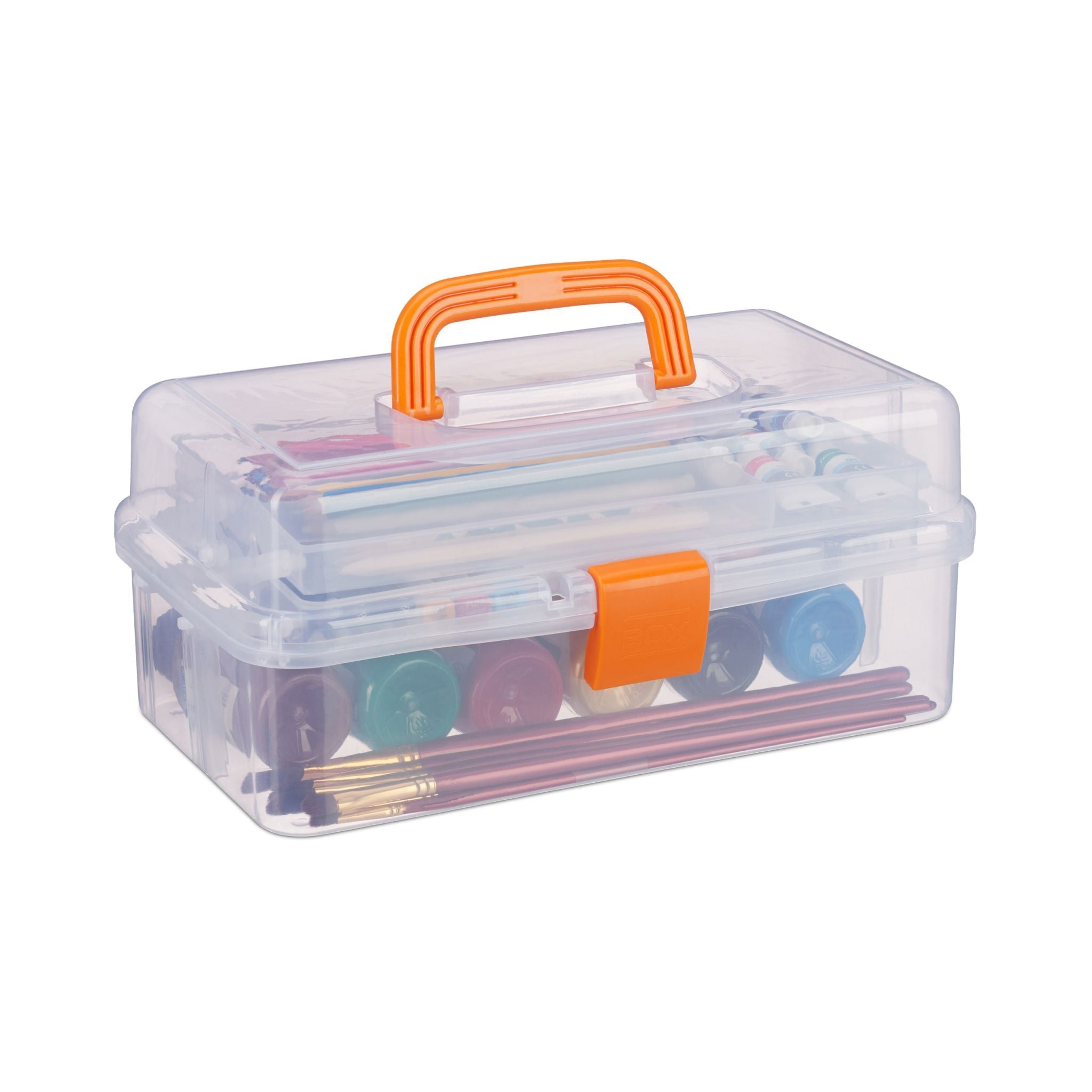 Aufbewahrungsbox mit 9 Fächern Orange-Transparent von Relaxdays