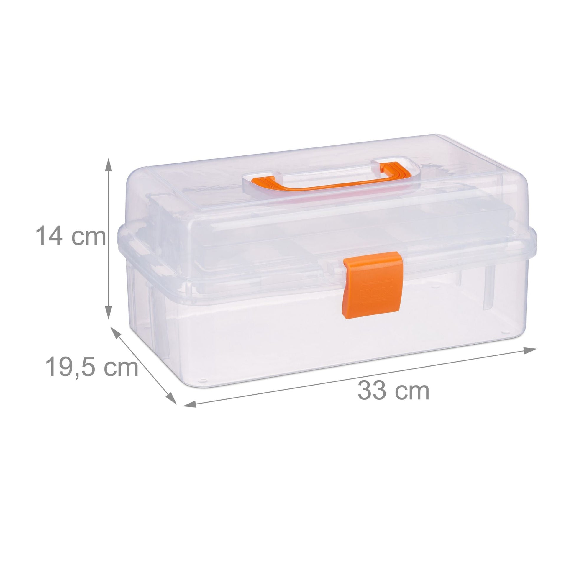 Aufbewahrungsbox mit 9 Fächern Orange-Transparent von Relaxdays
