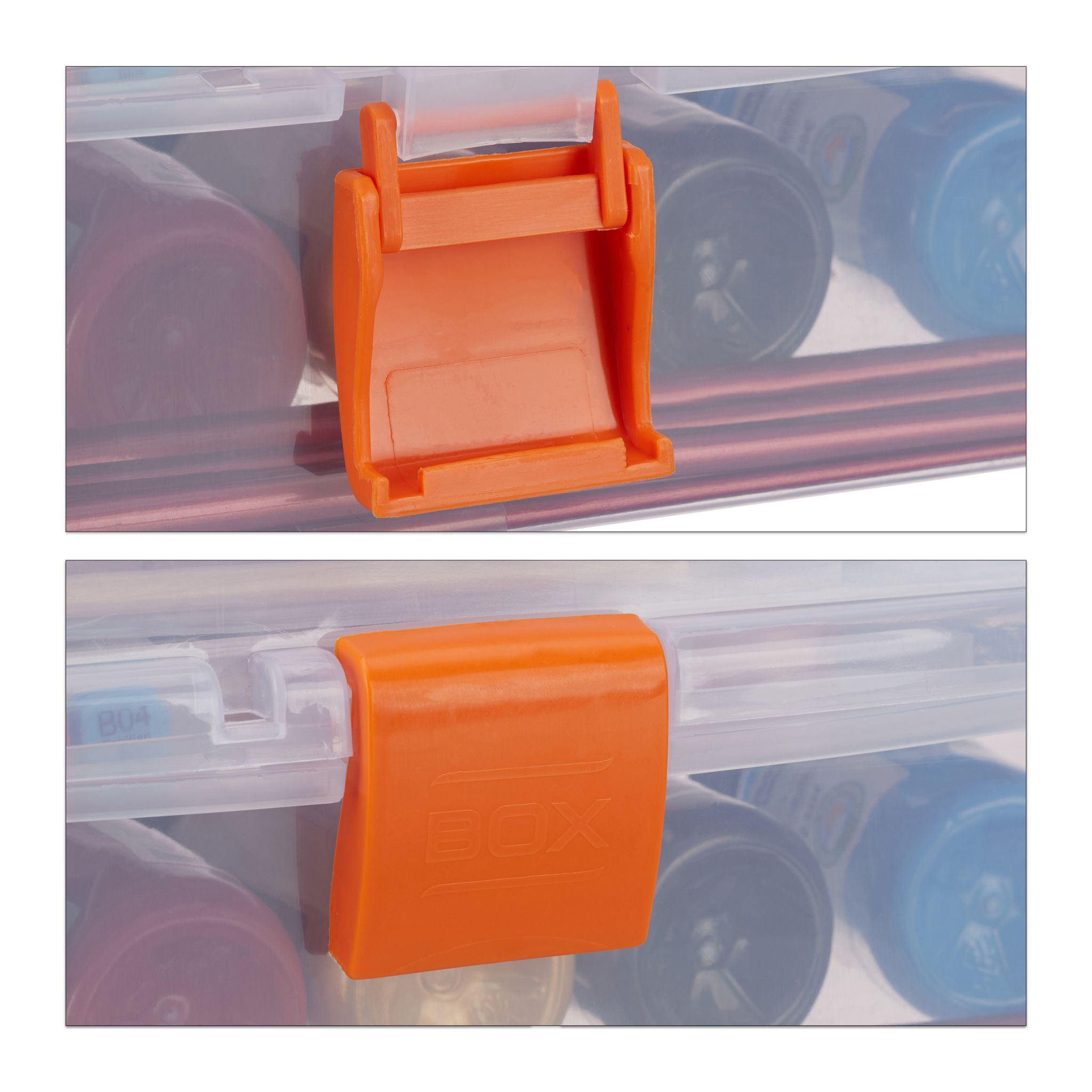 Aufbewahrungsbox mit 9 Fächern Orange-Transparent von Relaxdays