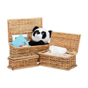 Körbchen 3er-Set Rattan Hellbraun von Relaxdays