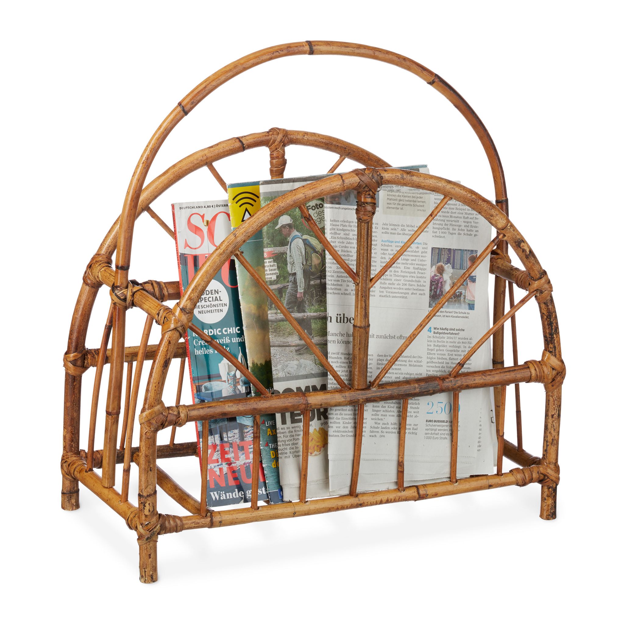 Zeitungsständer Rattan rund Hellbraun