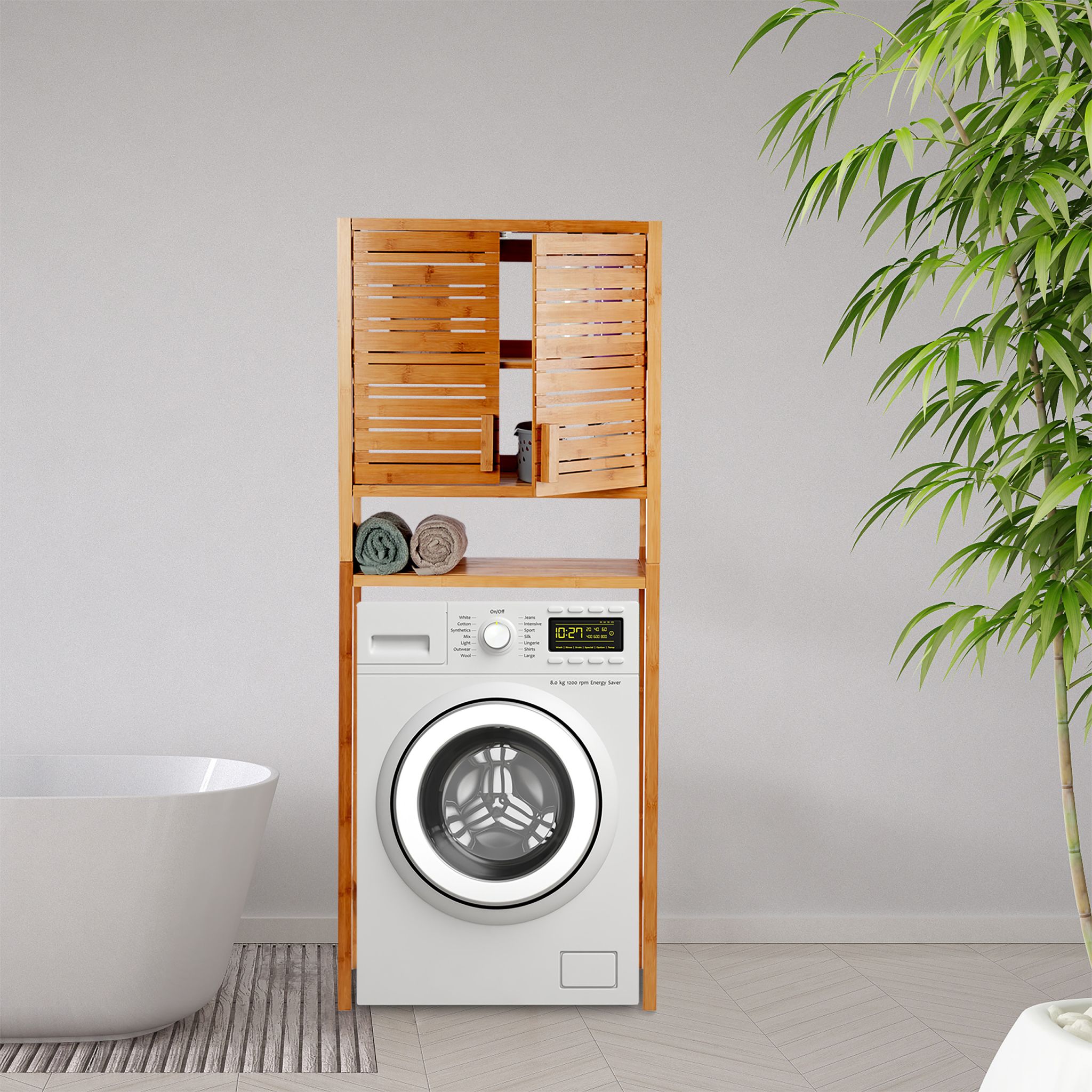 Waschmaschinenschrank Bambus Hellbraun von Relaxdays