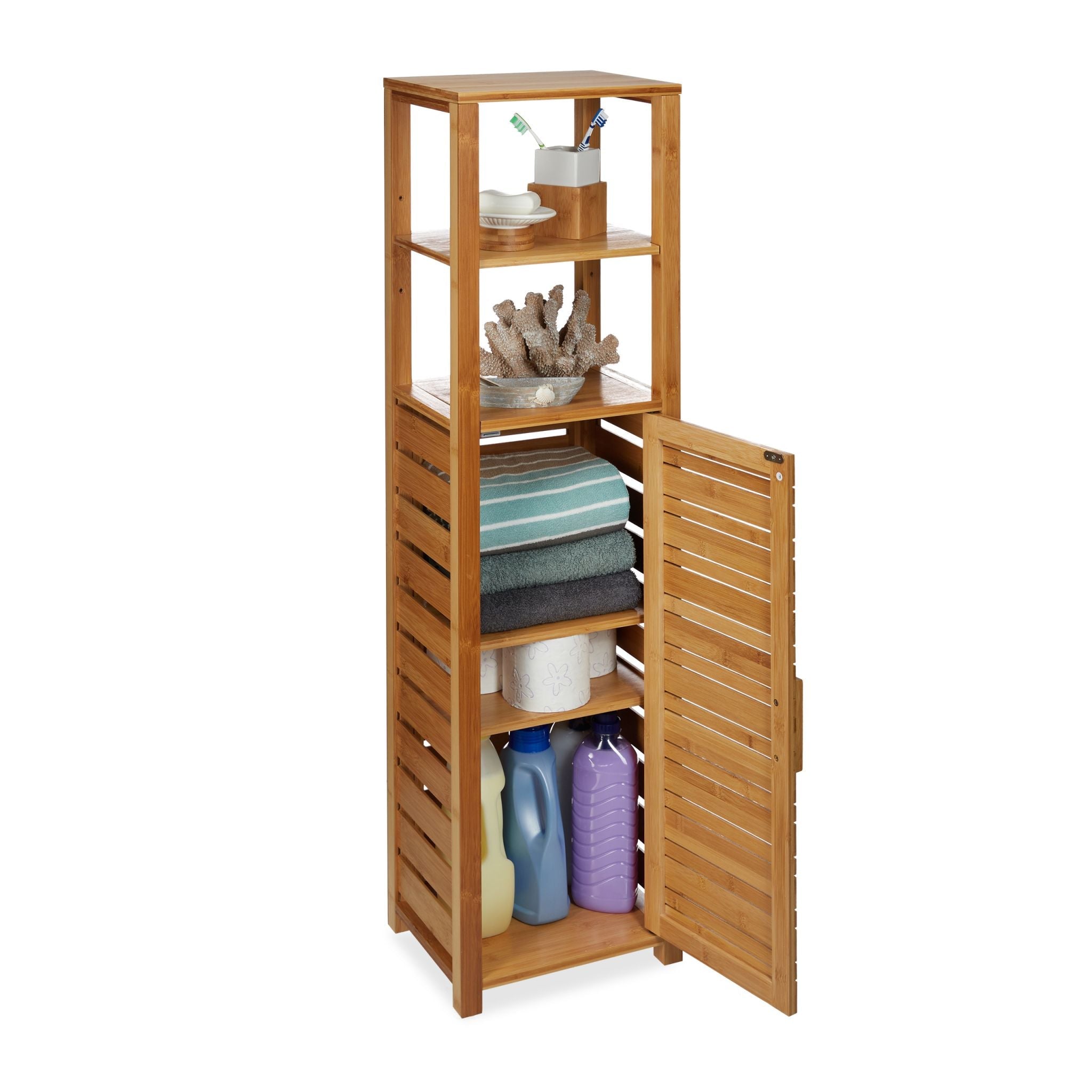 Badregal Bambus 6 Ablagen Hellbraun von Relaxdays