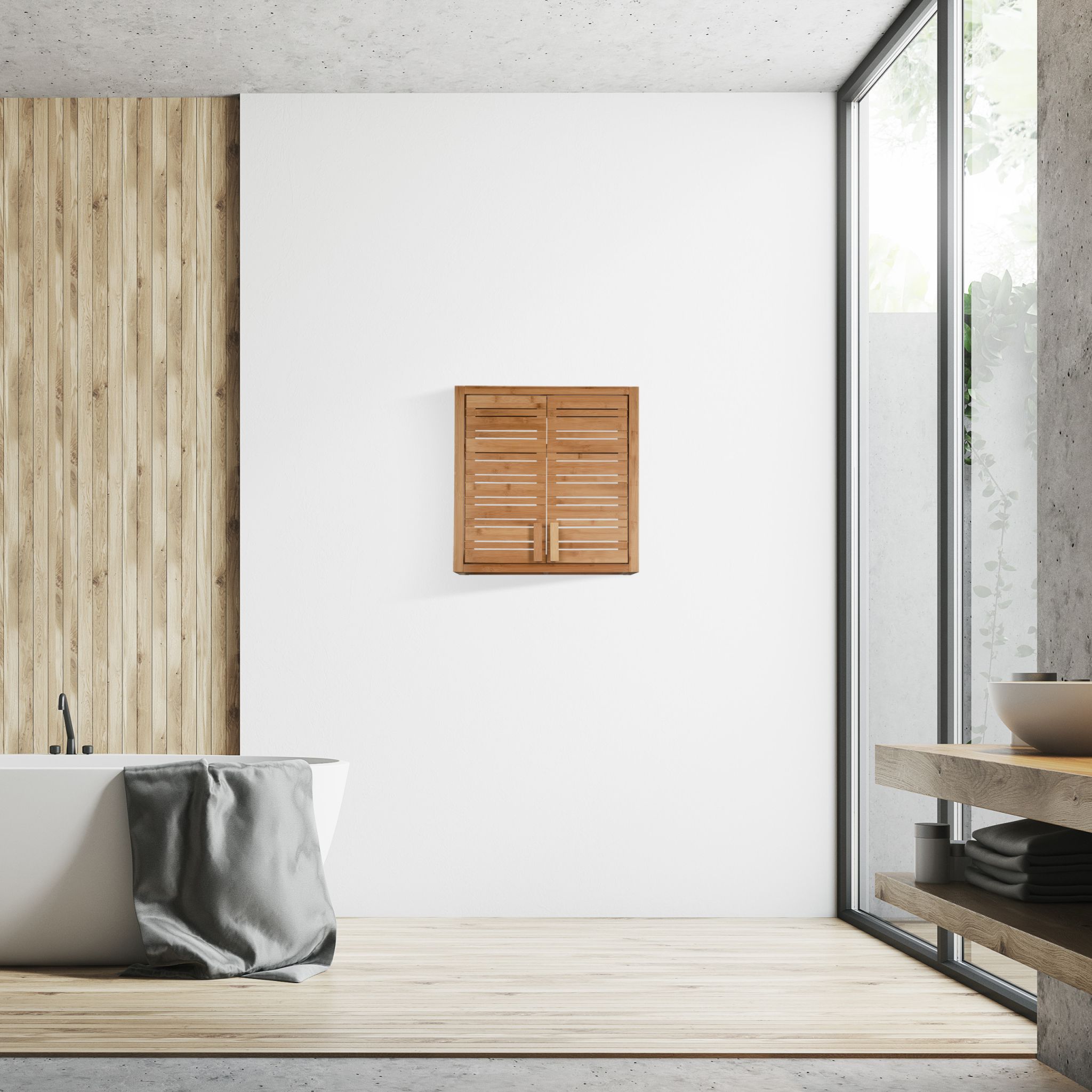 Wandschrank Bambus Hellbraun von Relaxdays