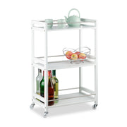 Servierwagen mit 3 Ablagen Weiss-Silber