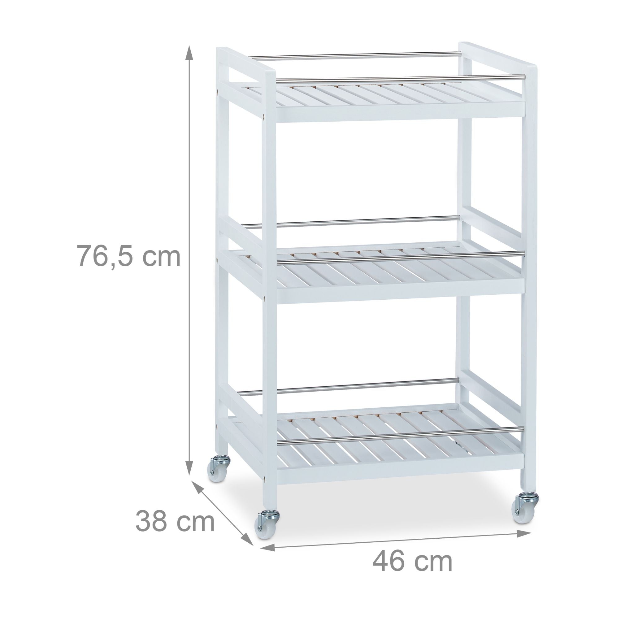 Servierwagen Bambus Weiss-Silber von Relaxdays