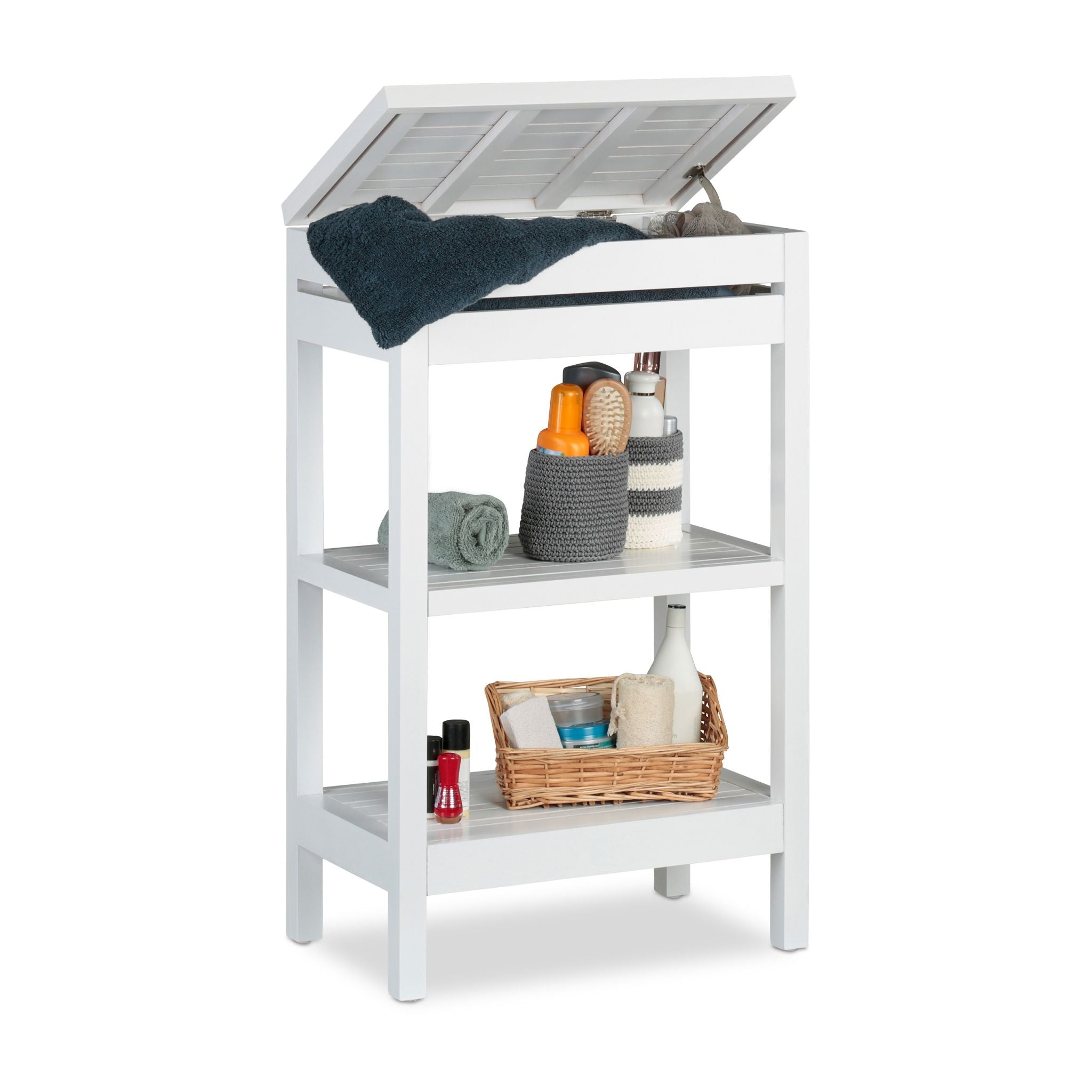 Badregal Bambus weiss Weiss von Relaxdays