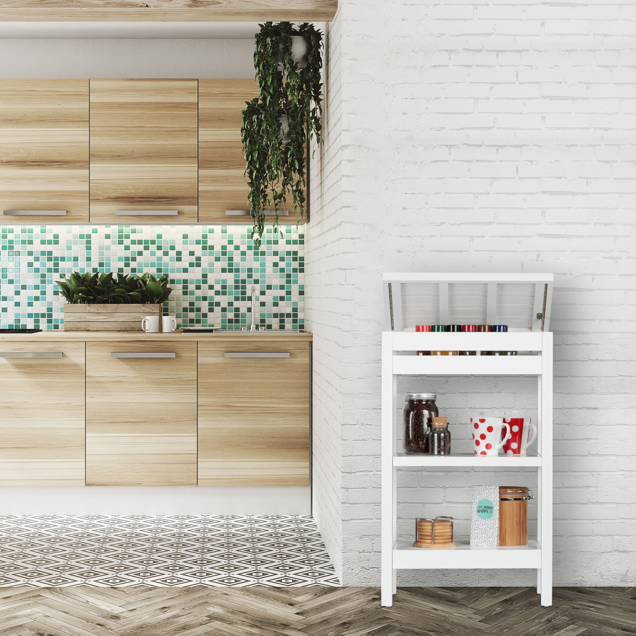 Badregal Bambus weiss Weiss von Relaxdays