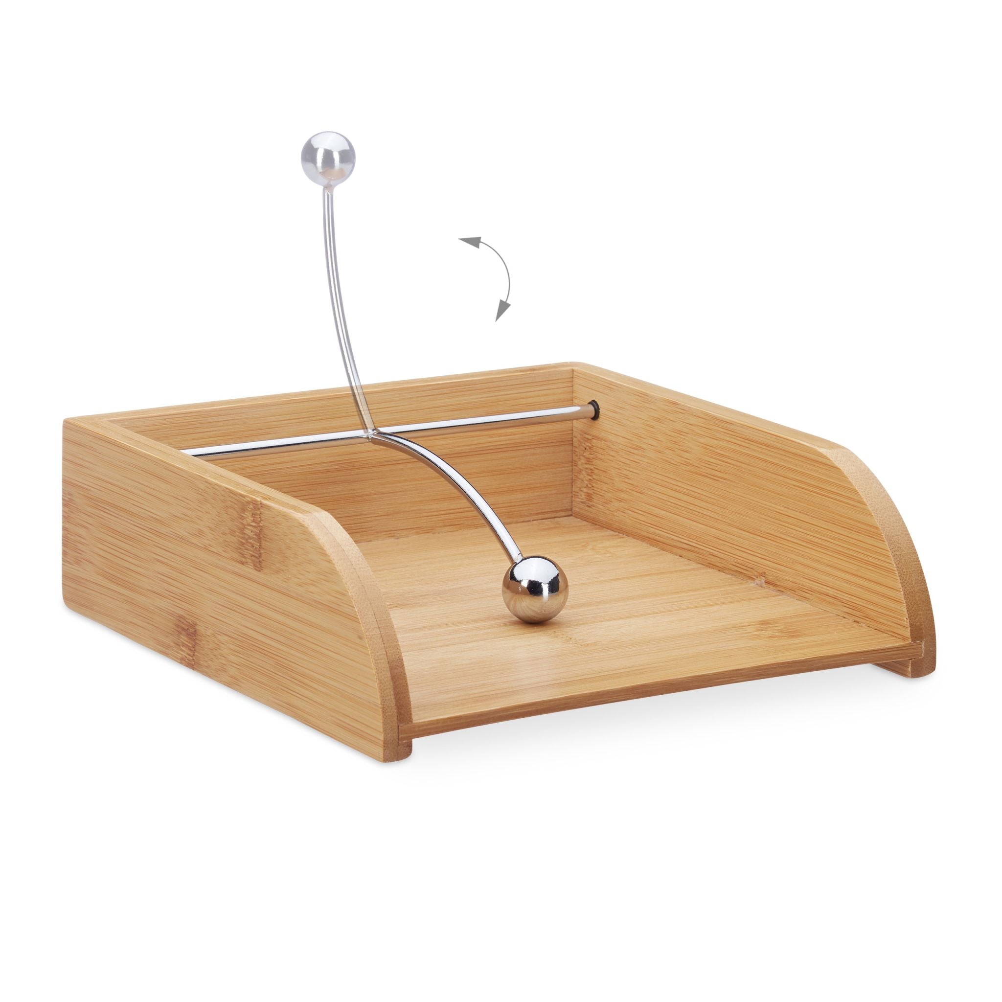 Serviettenhalter Bambusholz Hellbraun-Silber von Relaxdays