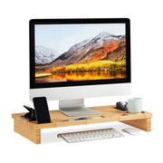 Monitorständer Bambus Hellbraun von Relaxdays
