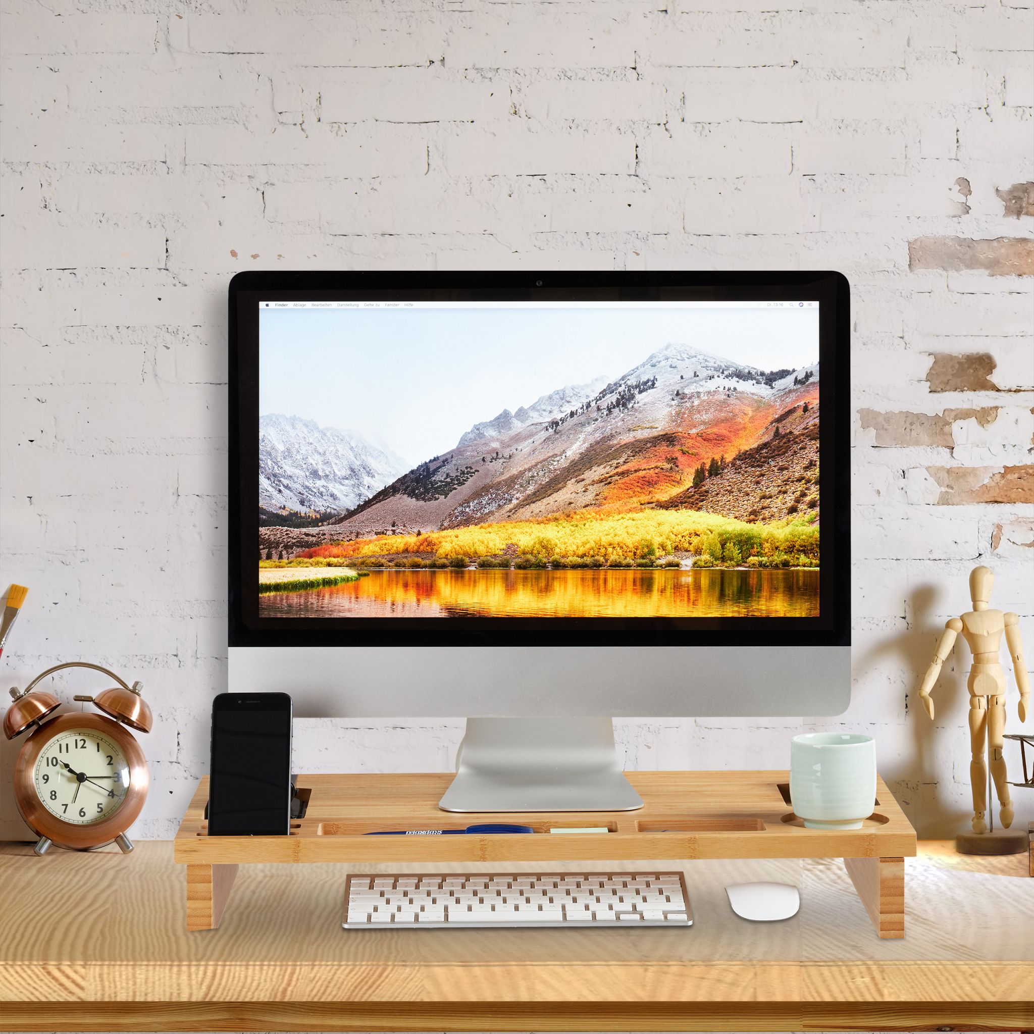 Monitorständer Bambus Hellbraun von Relaxdays