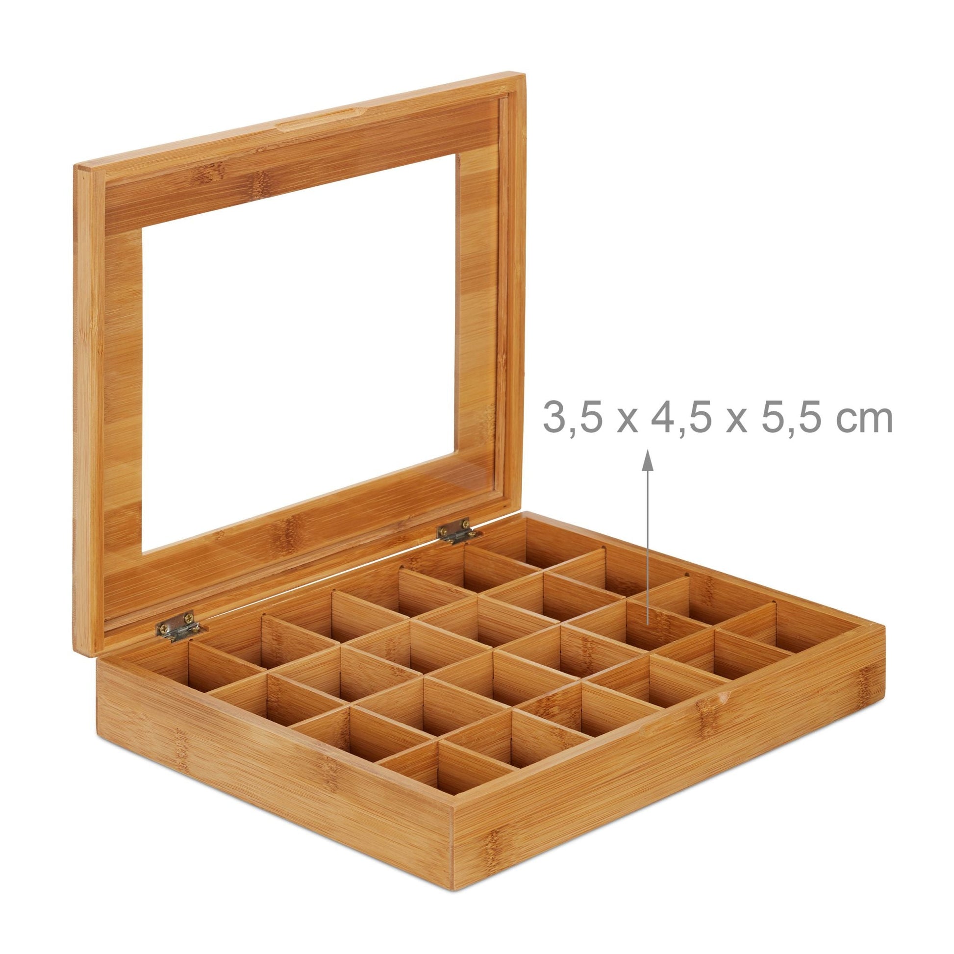 Kapselbox Bambus mit 24 Fächern Hellbraun-Transparent von Relaxdays