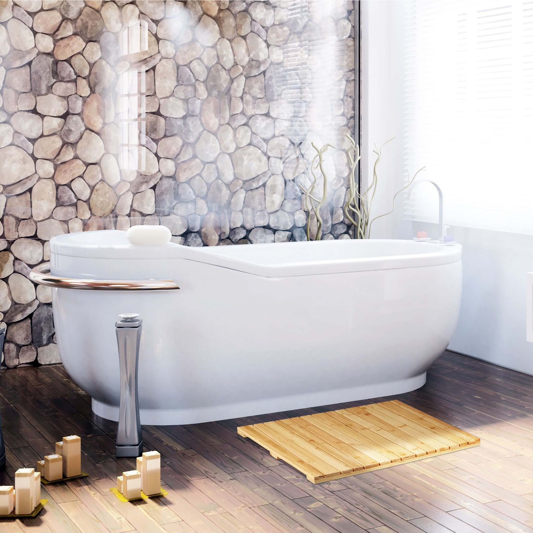 Bambusmatte für Bad Hellbraun von Relaxdays