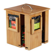 Teebox drehbar Bambus Hellbraun-Silber von Relaxdays