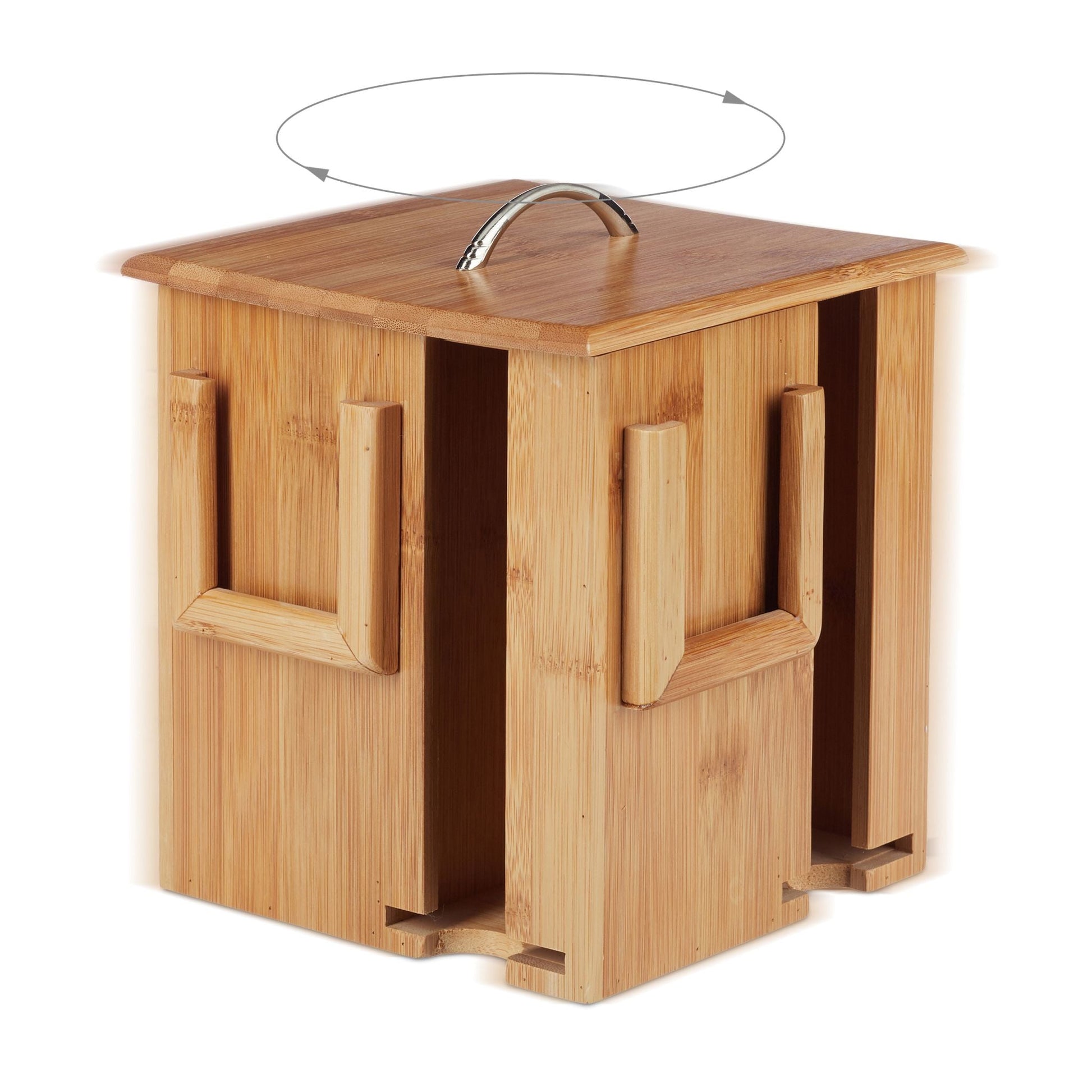 Teebox drehbar Bambus Hellbraun-Silber von Relaxdays