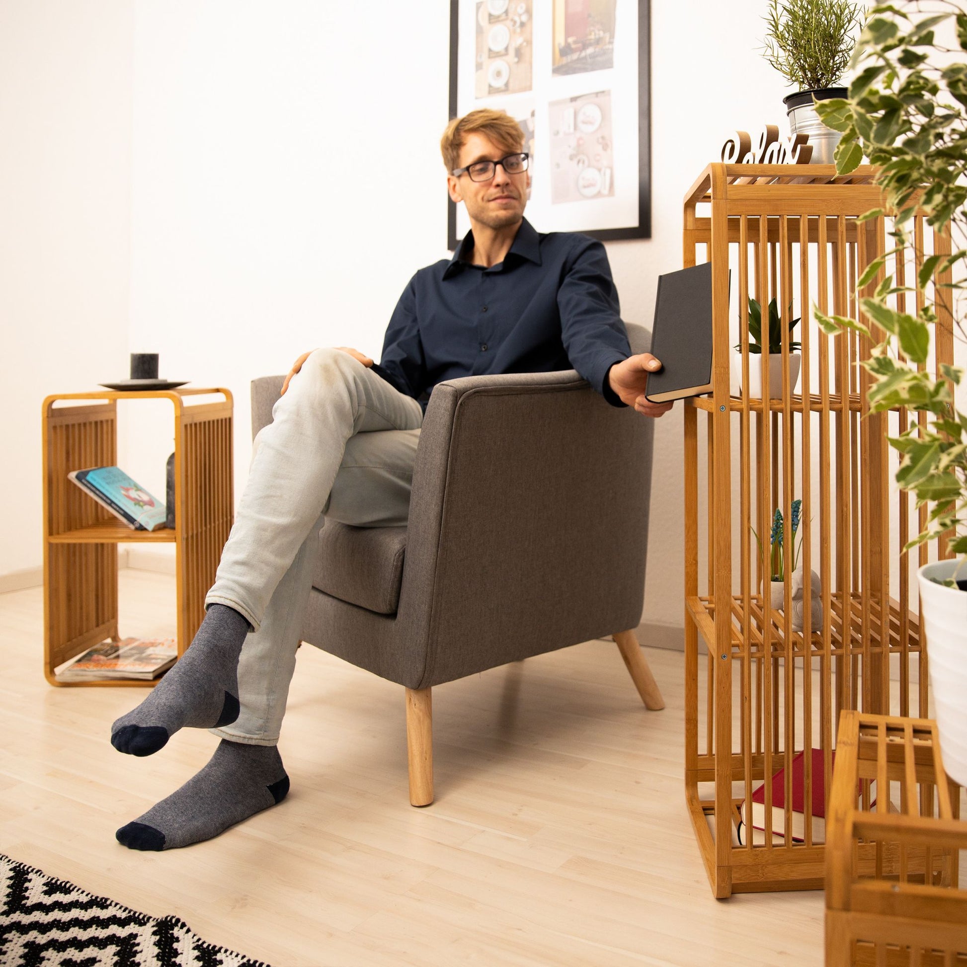 Regal mit Ablagen Bambus Hellbraun von Relaxdays