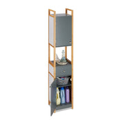 Hochschrank Bad Anthrazit-Weiss-Hellbraun von Relaxdays