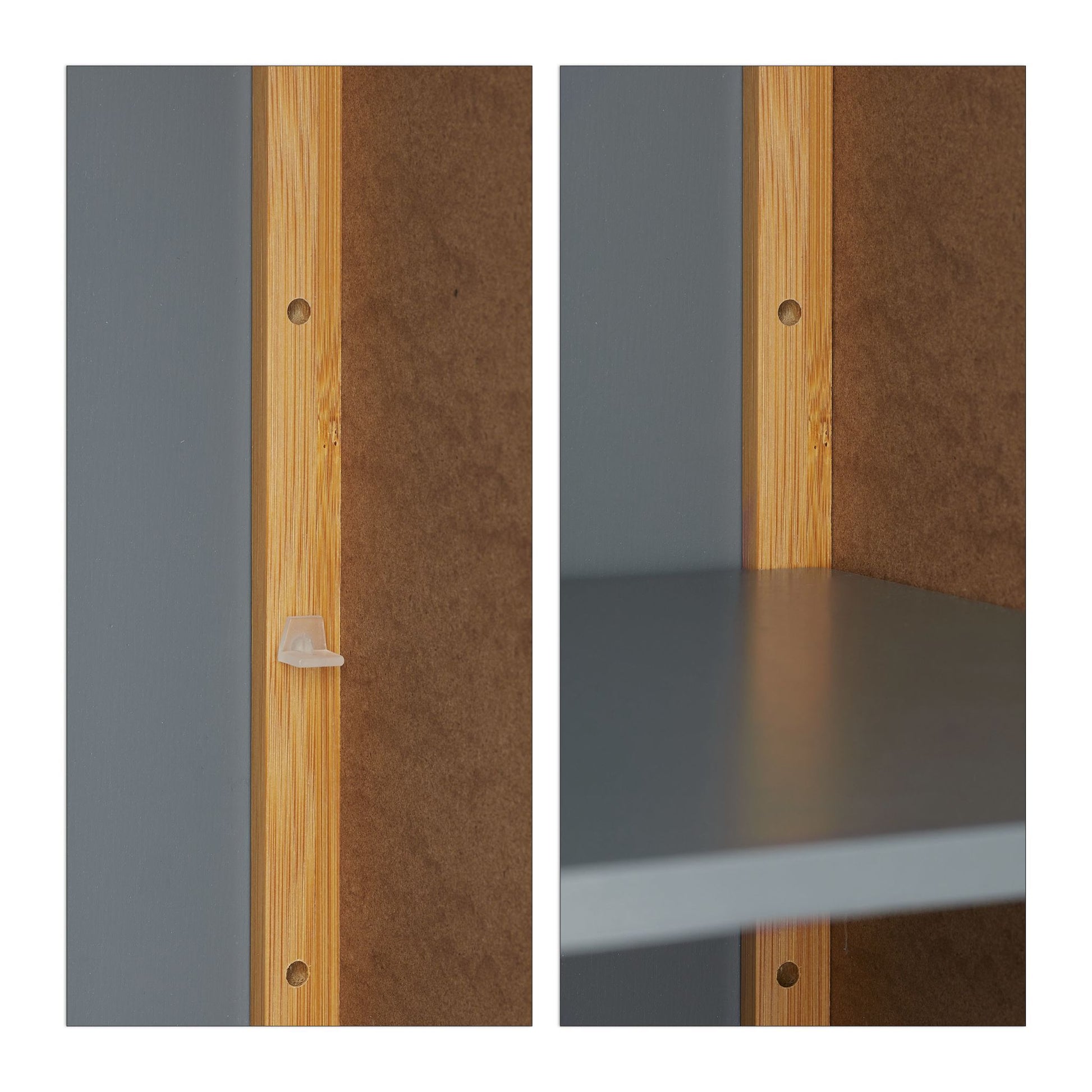 Hochschrank Bad Anthrazit-Weiss-Hellbraun von Relaxdays