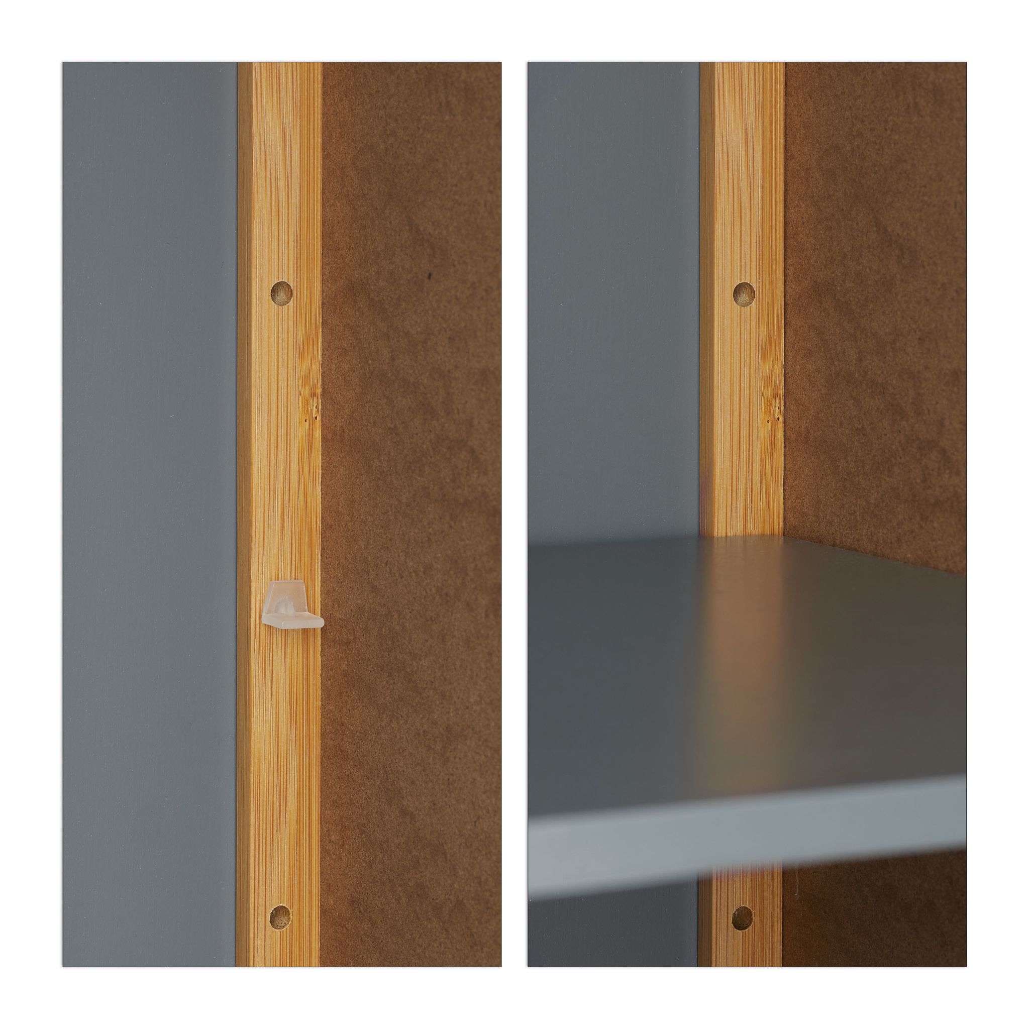 Hochschrank Bad Anthrazit-Weiss-Hellbraun von Relaxdays