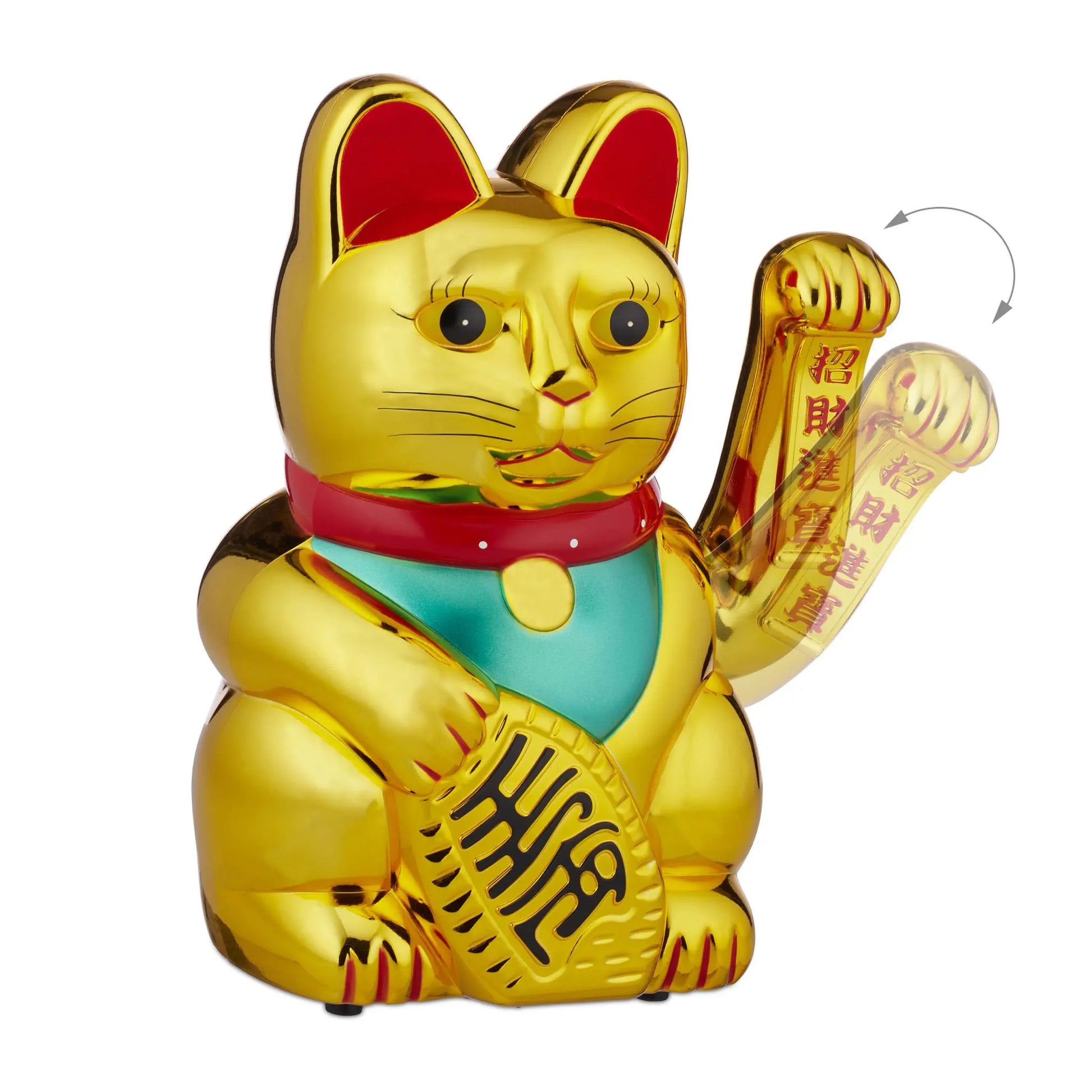 XL Winkekatze gold Gold-Grün-Rot von Relaxdays