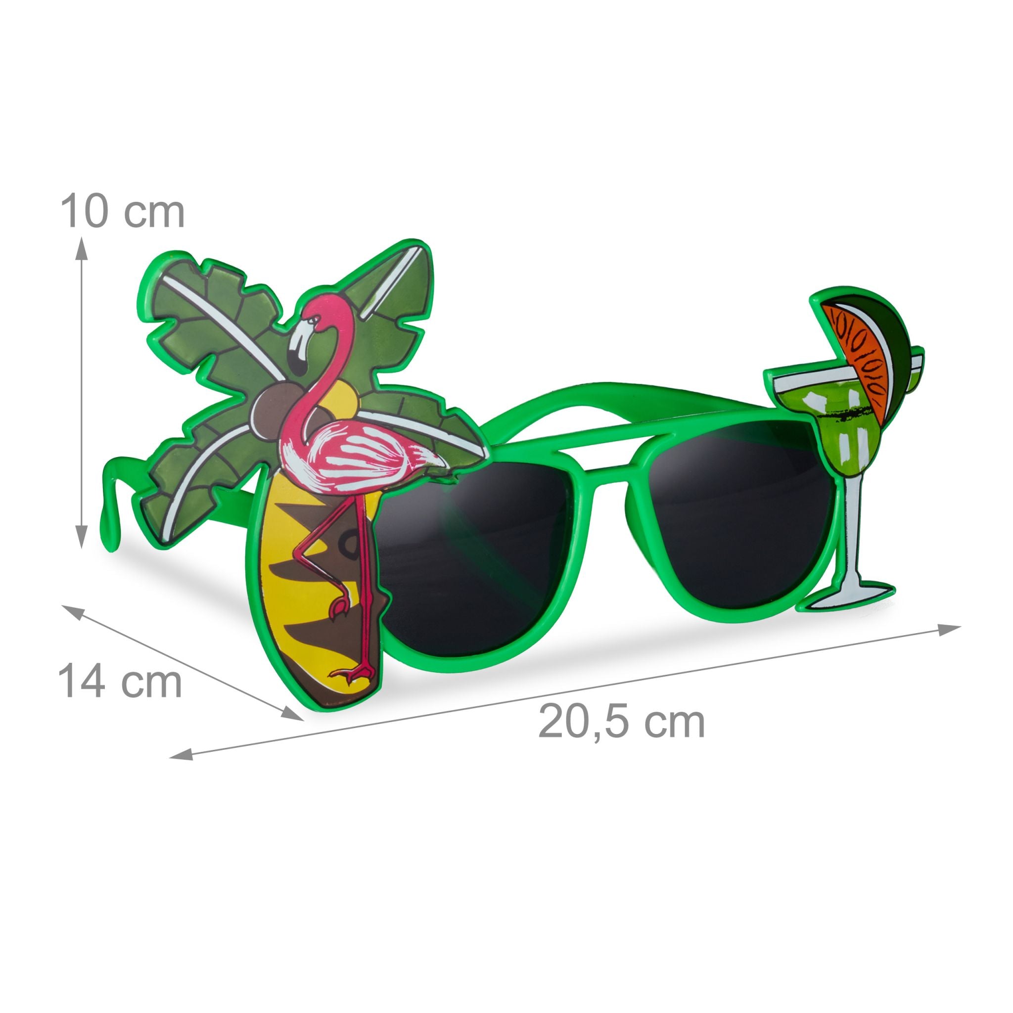Partybrille Cocktail und Palme Grün-Pink-Schwarz von Relaxdays