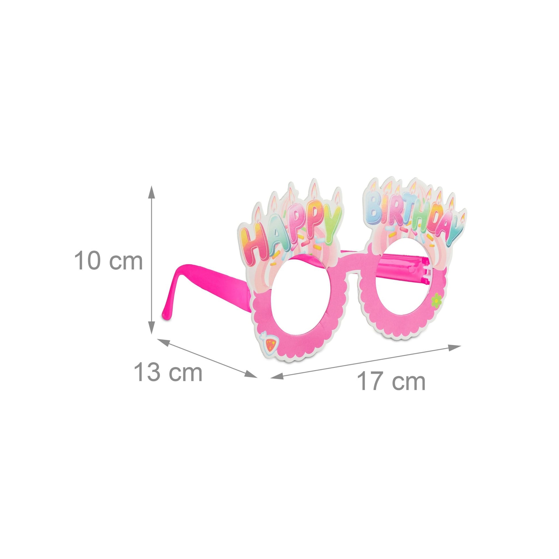 Partybrillen Happy Birthday 6er-Set Blau-Grün-Pink von Relaxdays