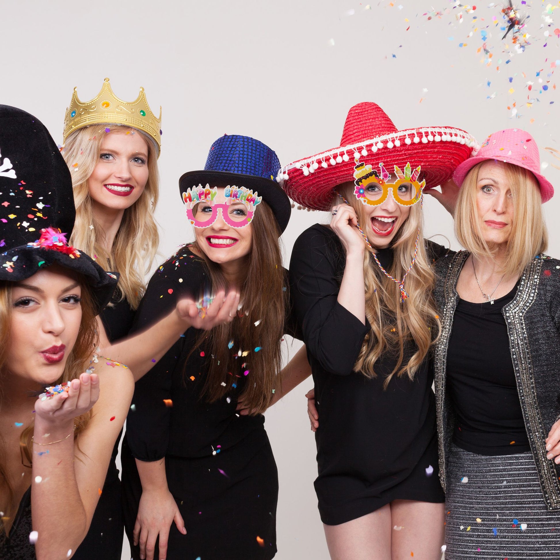 Partybrillen Happy Birthday 6er-Set Blau-Grün-Pink von Relaxdays