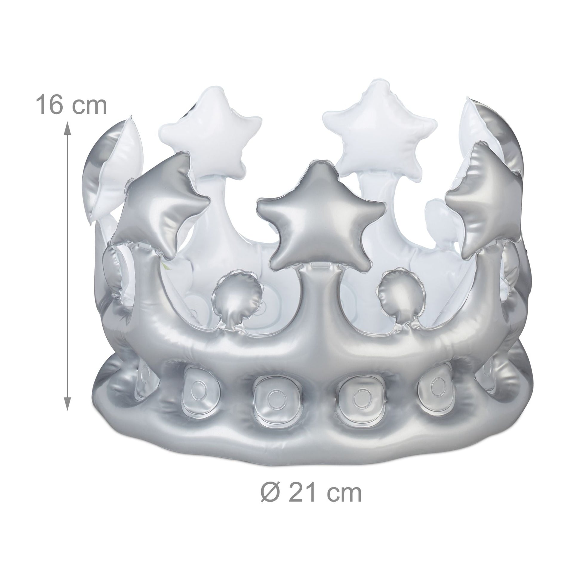 Aufblasbare Krone Weiss-Silber von Relaxdays