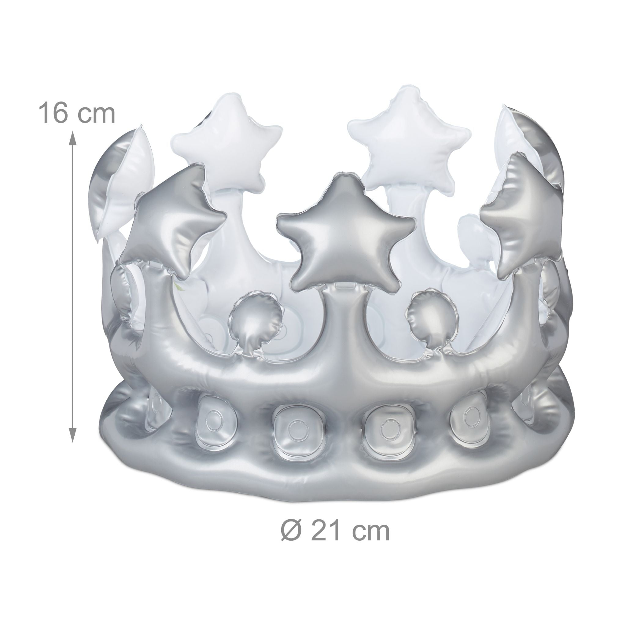 Aufblasbare Krone Weiss-Silber von Relaxdays