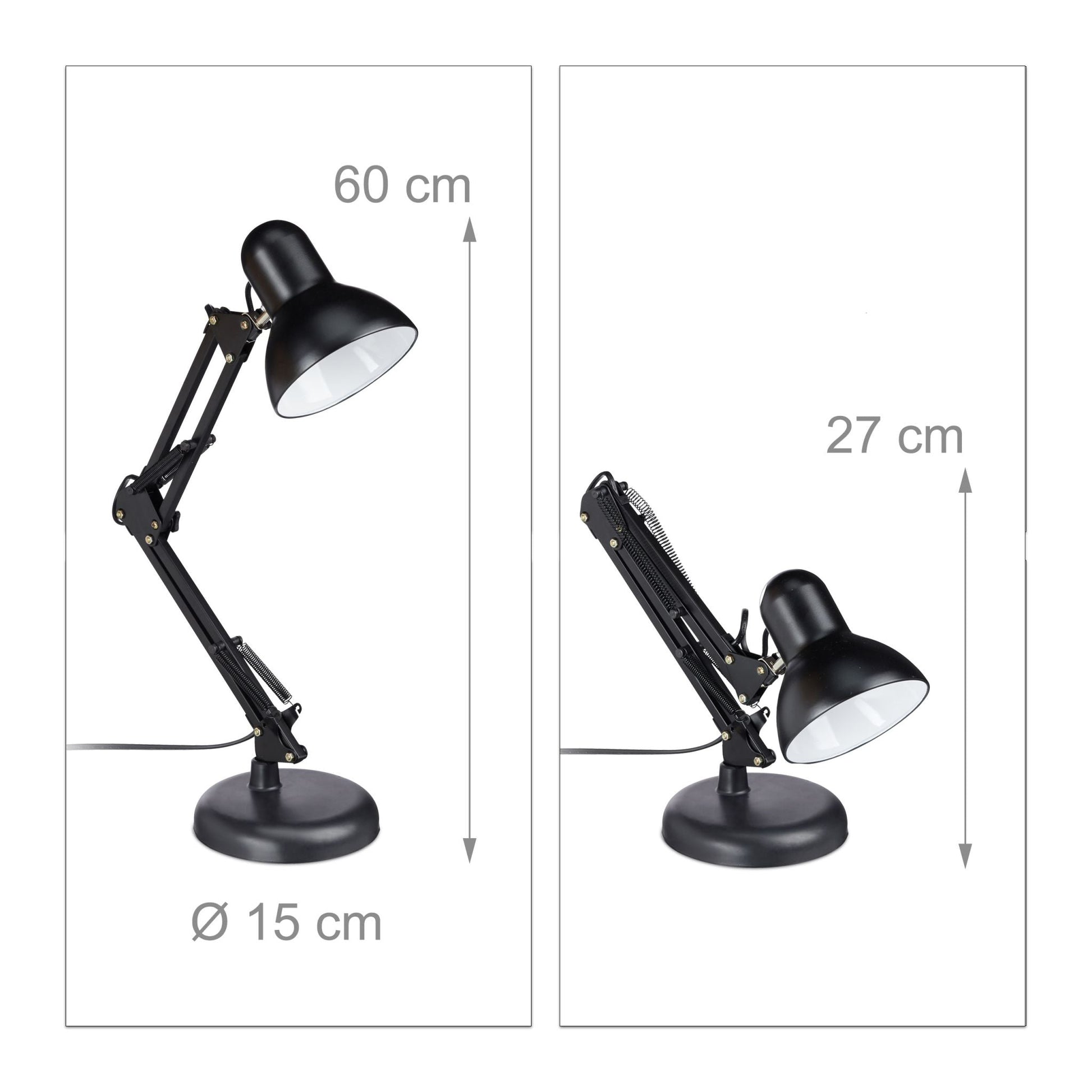 Retro Schreibtischlampe Schwarz von Relaxdays