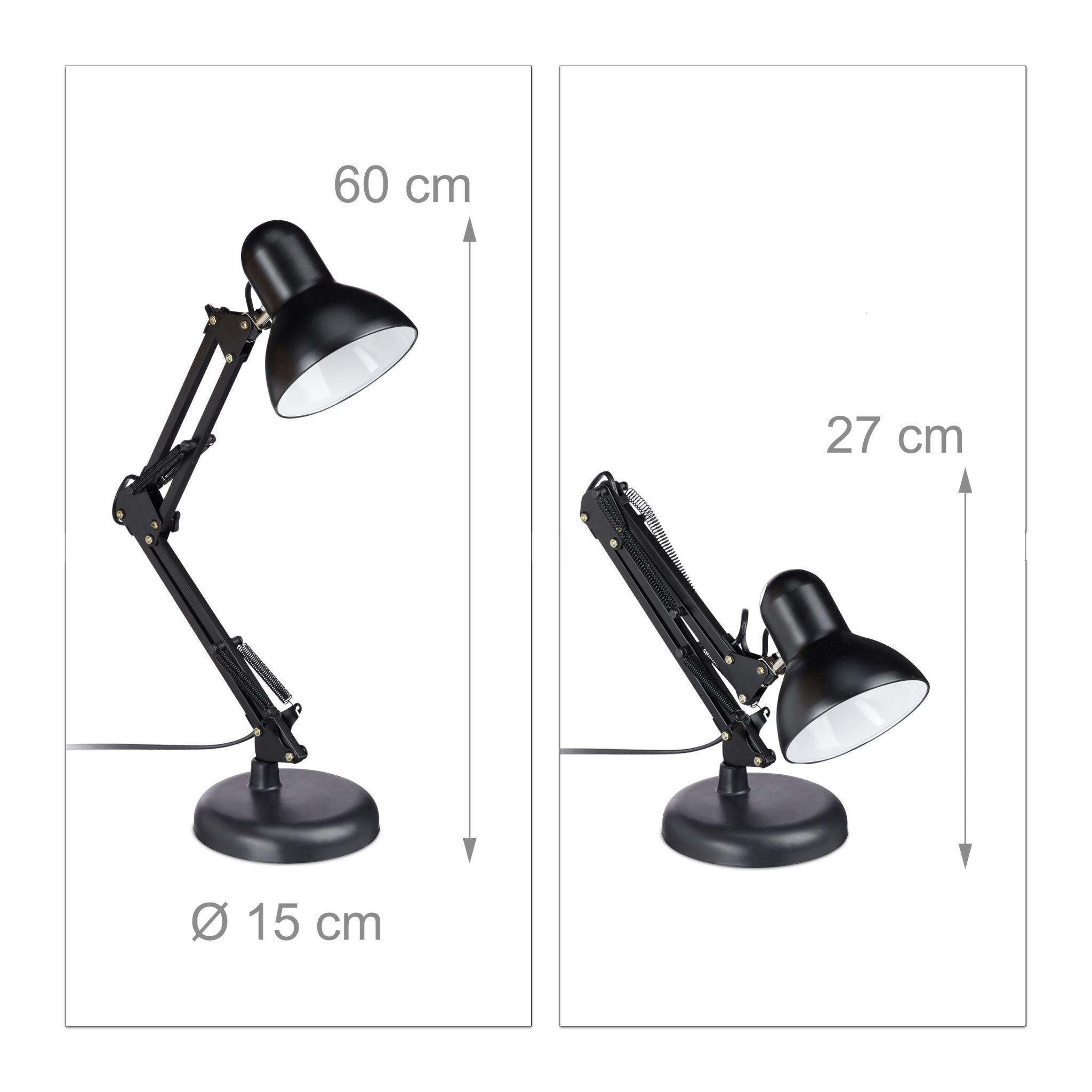 Retro Schreibtischlampe Schwarz von Relaxdays