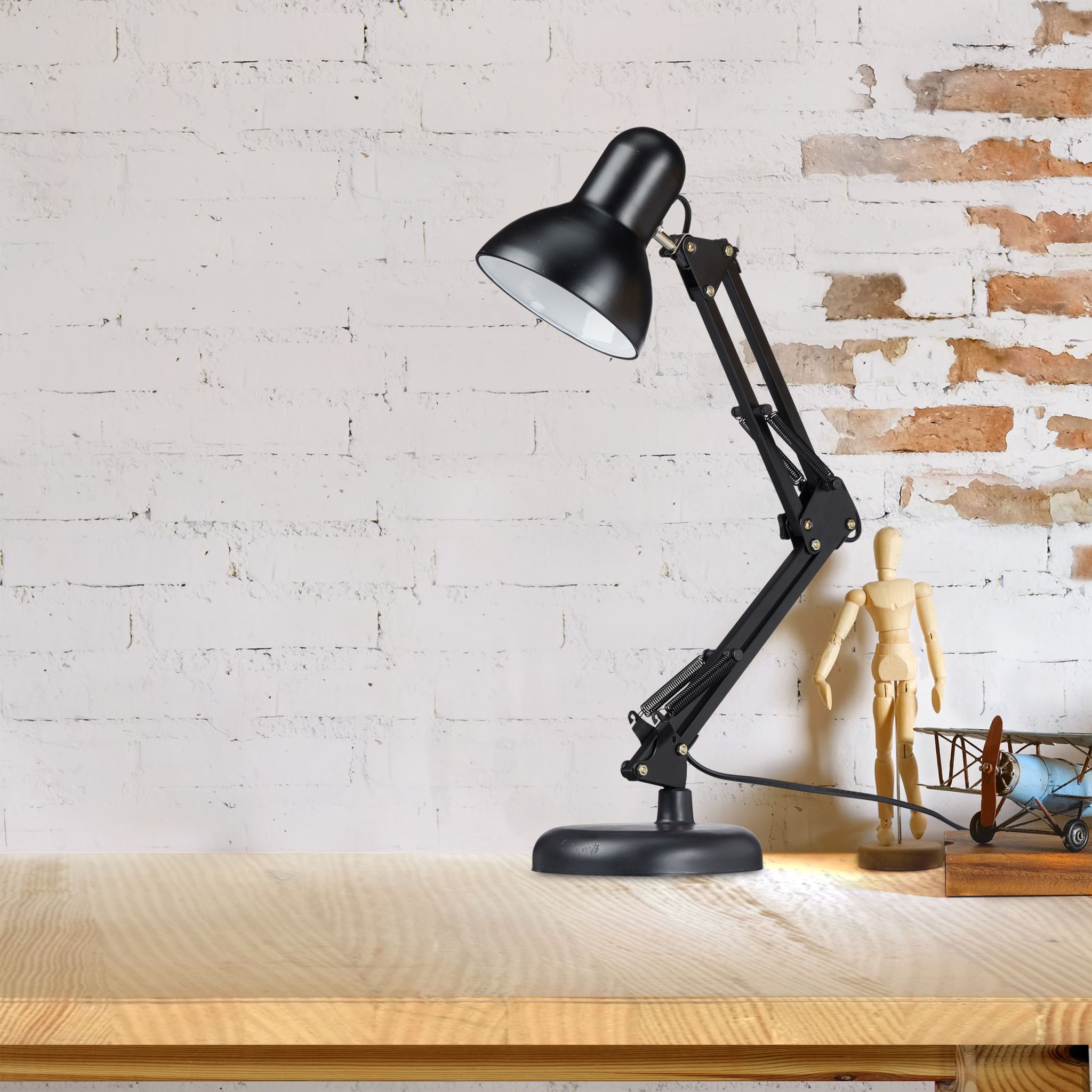 Retro Schreibtischlampe Schwarz von Relaxdays