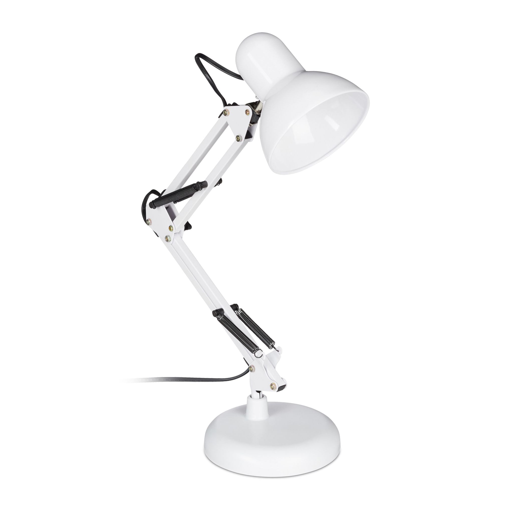 Retro Schreibtischlampe Weiss-Schwarz von Relaxdays
