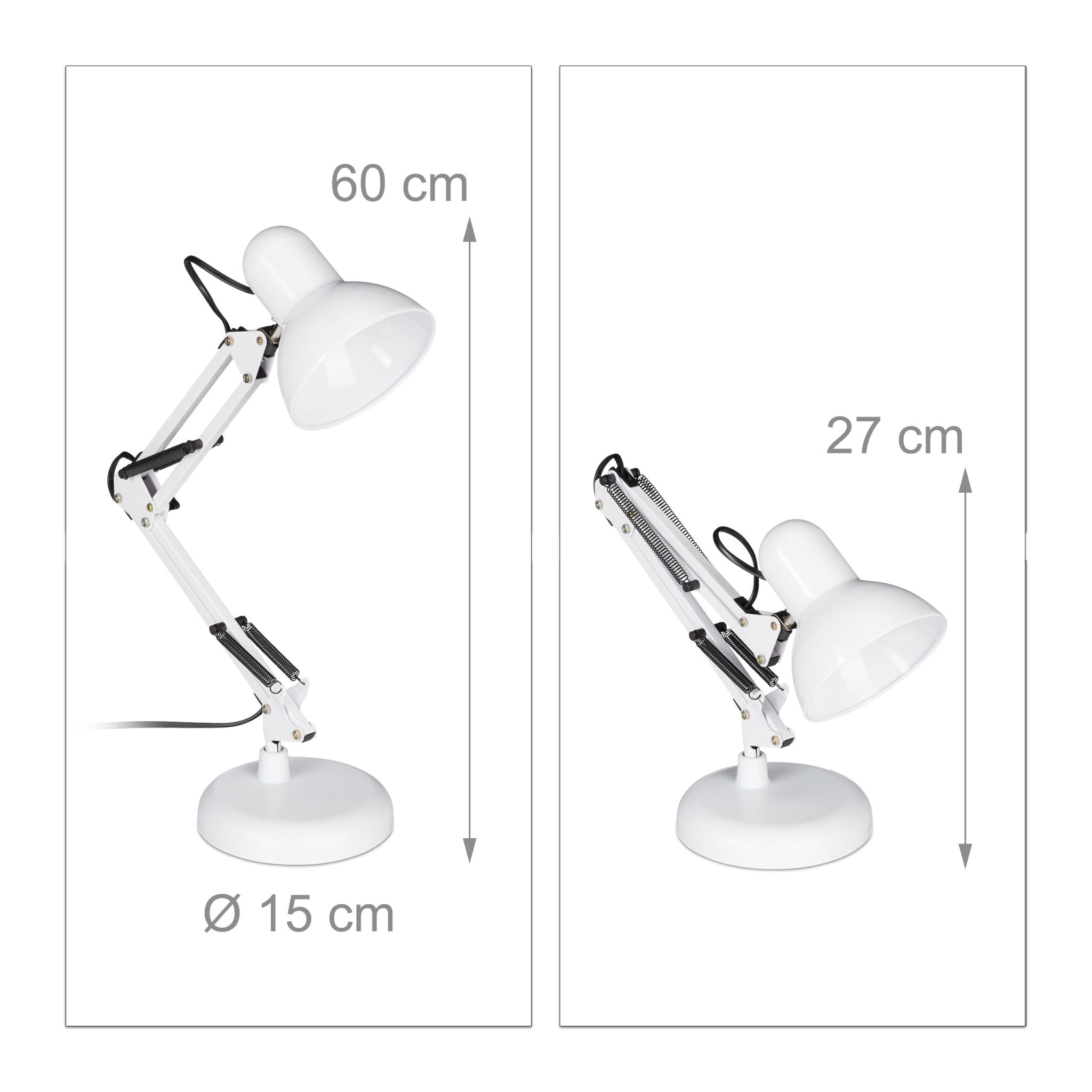 Retro Schreibtischlampe Weiss-Schwarz von Relaxdays